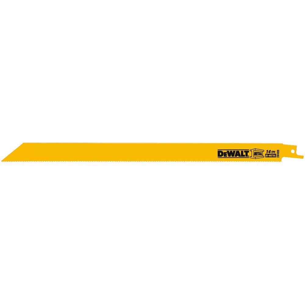 DEWALT 12-Inch Reciprocating Saw Blades, 14 TPI, 5-Pack (DW4838) - Premium Straight Back Design for Wood & Metal Cutting - Perfect for Demolition, Construction & DIY Projects