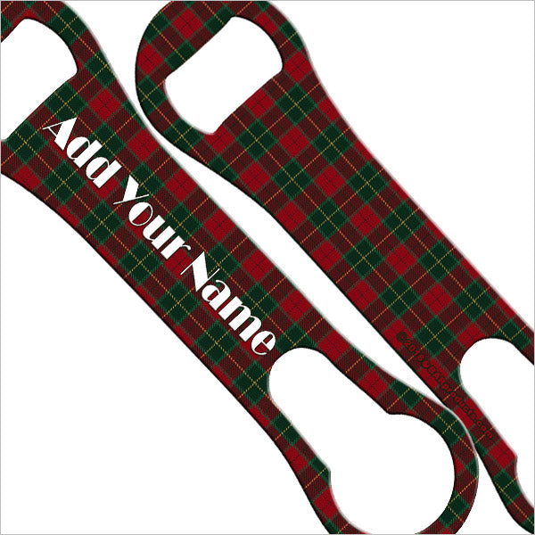Personalized V Rod® Bottle Opener - Winter Plaid Design for Beer, Soda & Home Bar Accessories - Perfect Gift for Holidays & Parties
