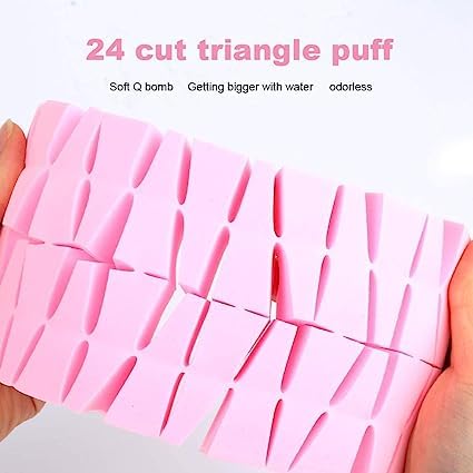 Hebezon Makeup Sponge for Powder & Foundation | Small Triangle Puff for Wet & Dry Application | Blending Sponge for Face Makeup (Pack of 2) | Perfect for Nail Art, Manicure Sealing & Professional Makeup Application
