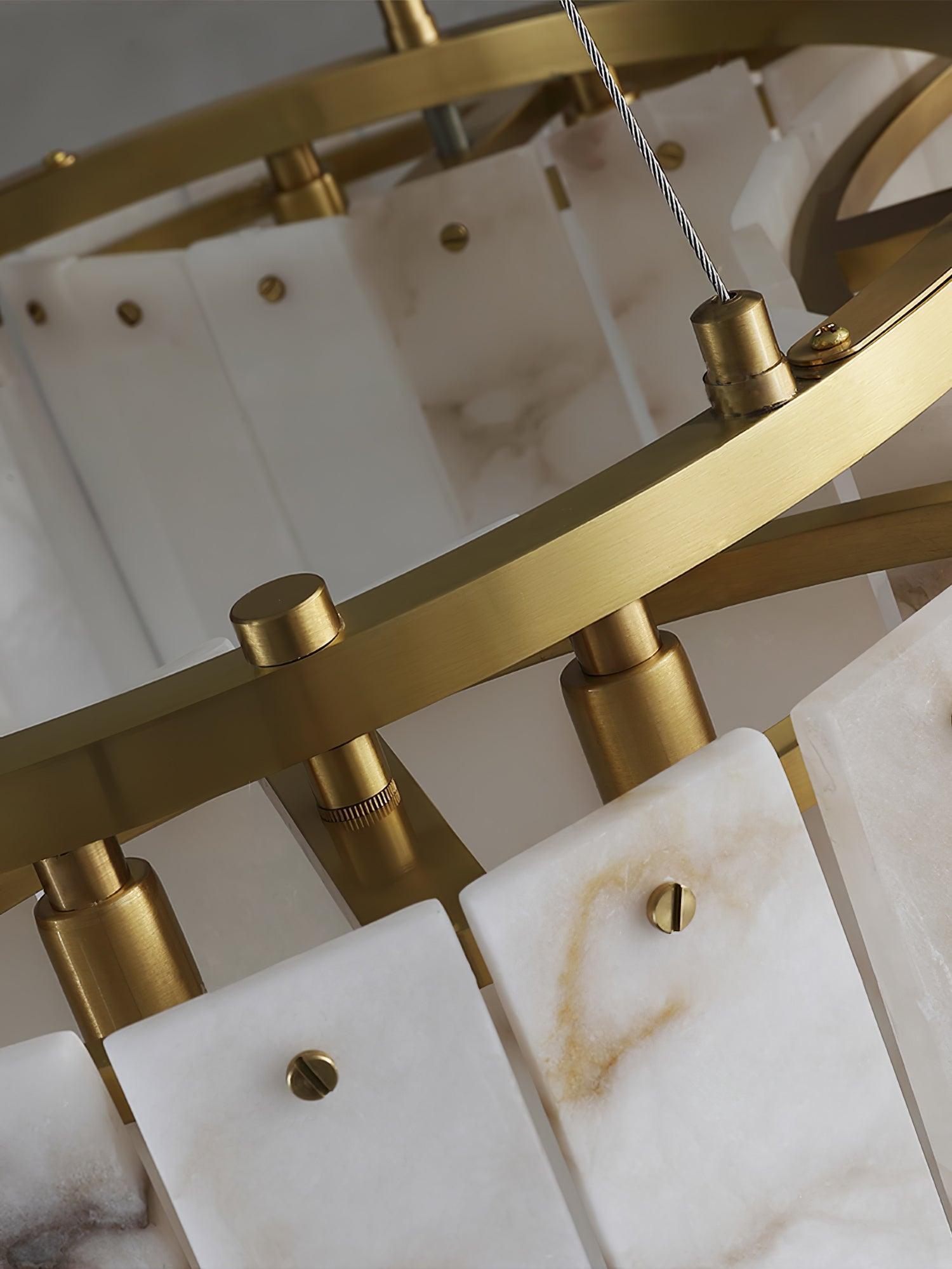 Luxury Alabaster Brass Ceiling Light Fixture - Modern Chandelier for Dining Room, Bedroom & Living Room Lighting