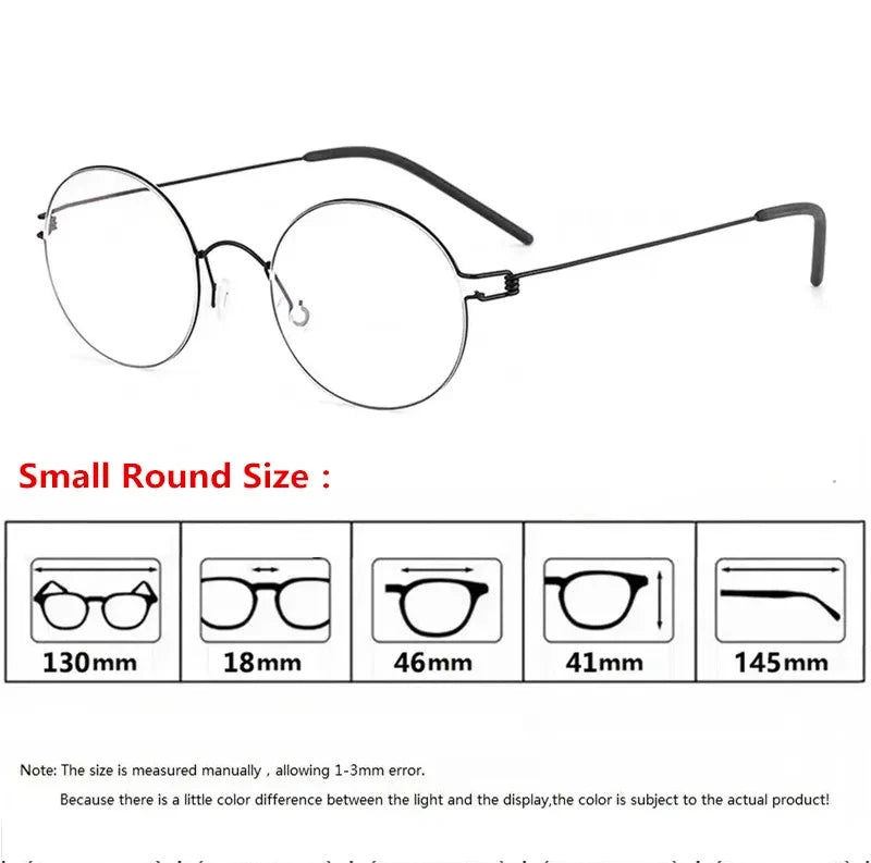 Aimee Women's Full Rim Small Round Screwless Titanium Eyeglasses Frame 13018 - Lightweight & Durable for Work, Reading & Everyday Use