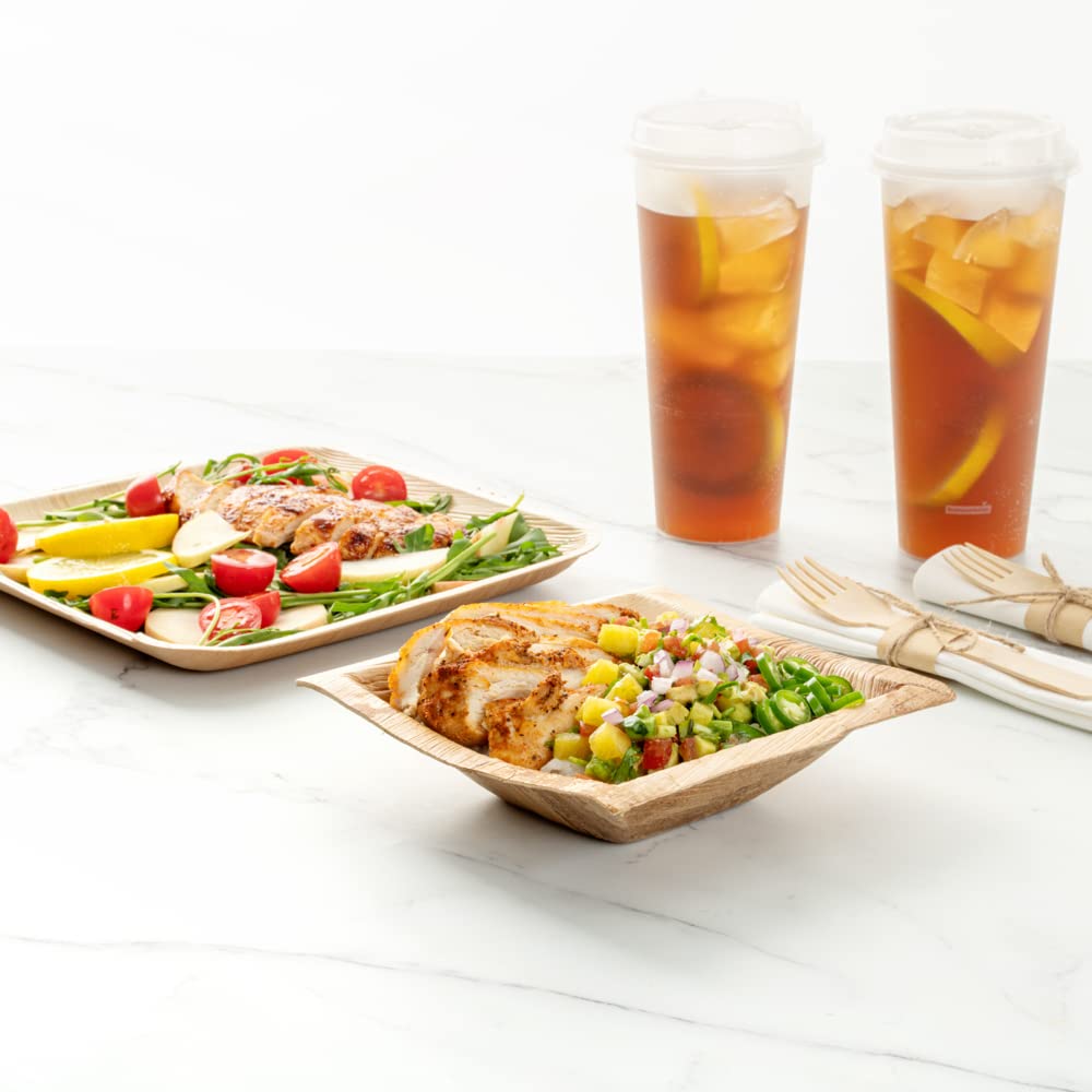 Restaurantware Indo 12oz Square Palm Leaf Bowls - 100 Pack Microwave & Oven Safe, Freezer Friendly Sustainable Areca Bowls for Soup, Salad, Hot & Cold Foods - Perfect for Restaurants, Catering & Eco-Friendly Dining
