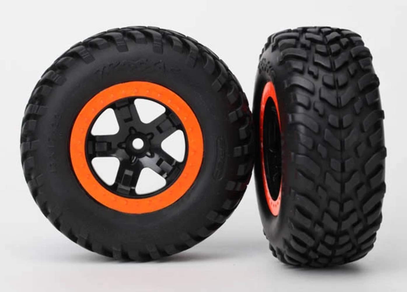 Traxxas SCTS1 Off-Road Tires & Wheels Set - Black/Orange - Compatible with Traxxas Slash, Rustler & Stampede RC Cars - Ideal for Racing, Bashing & Off-Road Adventures