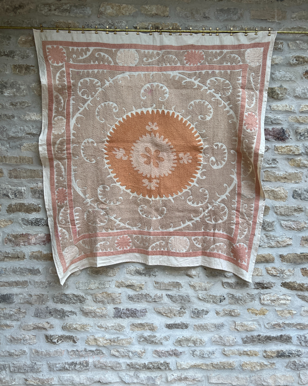 Handmade Suzani Medium 030 - Traditional Embroidered Cotton Throw Blanket for Boho Home Decor, Sofa, Bed & Wall Hanging