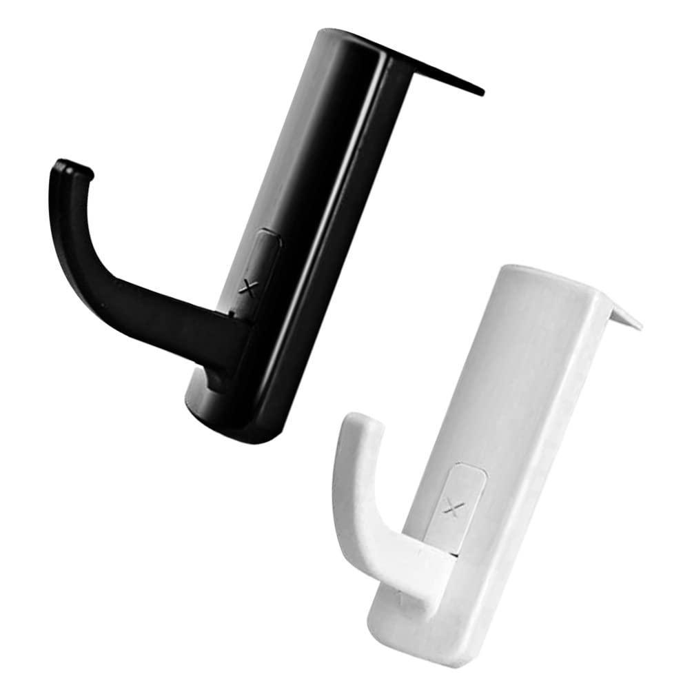 Mobestech 2-Pack Self-Adhesive Headphone Holder Hooks - Space Saving Headset Hanger Rack for Gaming, Office, Home & Internet Cafe (White) - Perfect for Desk, Wall & Under Table Organization