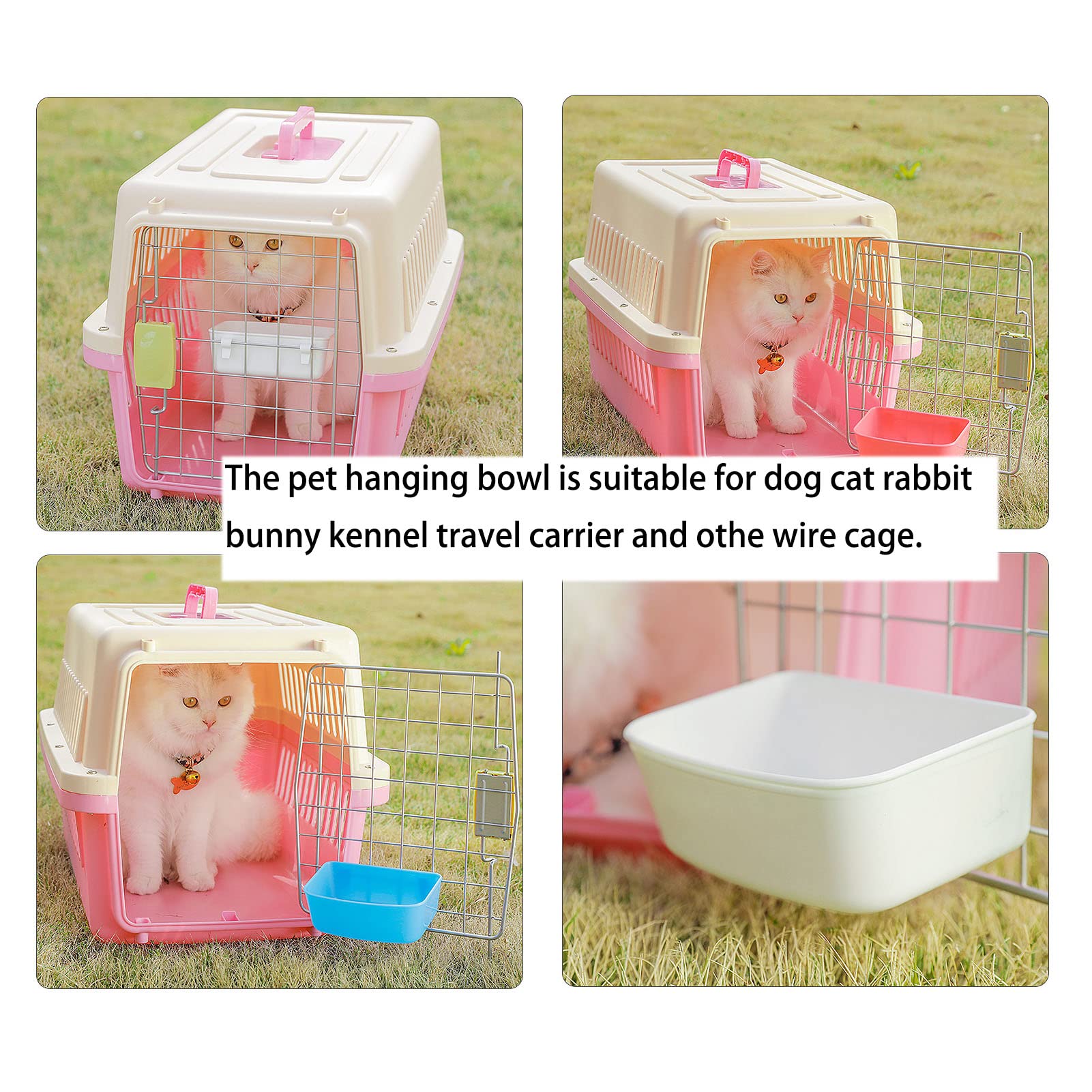**3 Pack Hanging Rabbit Feeder & Waterer - Automatic Food & Water Bowl for Chicken, Guinea Pig, Pigeon, Dove, Puppy, Cat, Bird, Hamster - Durable Cage Mounted Feeding Dish & Drinker for Coop, Aviary, or Pet Bed**    *(Perfect for outdoor coops, indoor cages, or travel - keeps food/water clean and accessible for small pets!)*