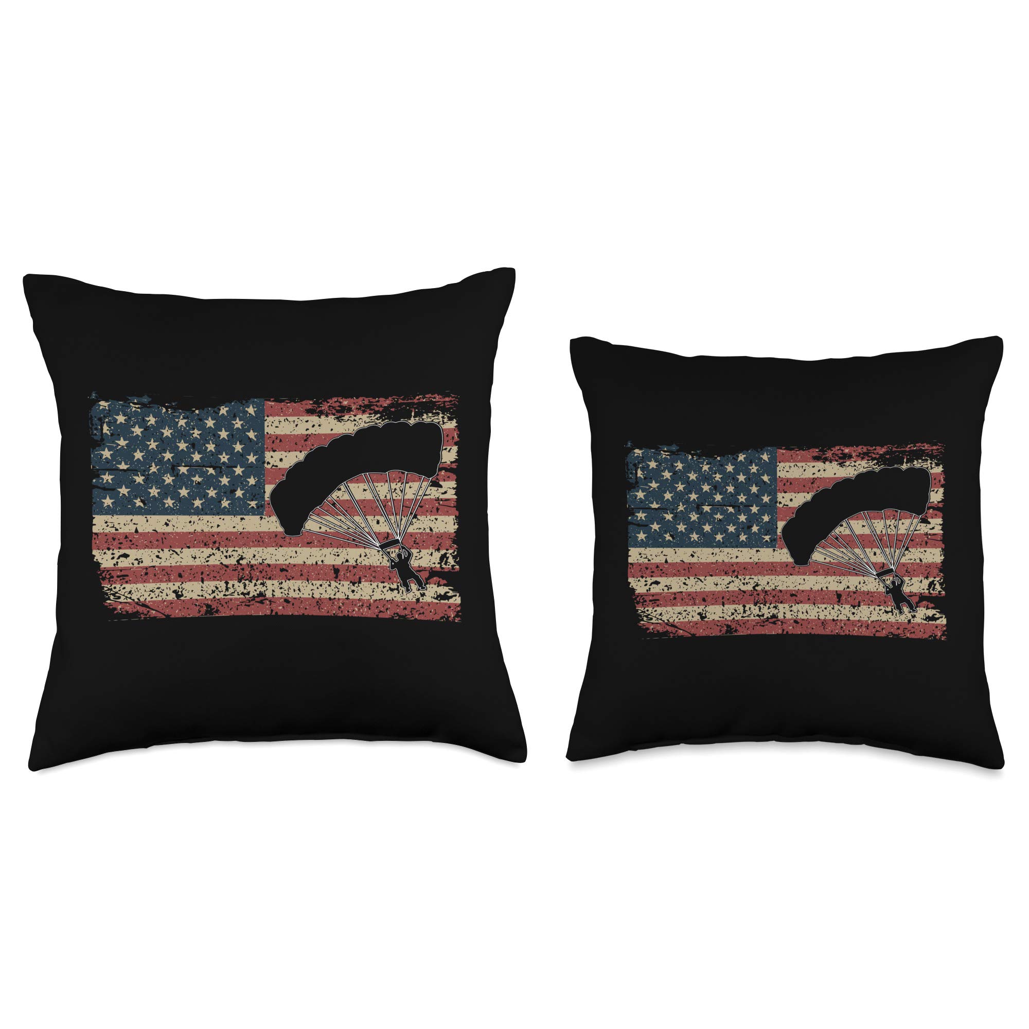 American Flag Skydiver Throw Pillow - Patriotic Parachutist Gift for Skydiving Enthusiasts | Perfect for Home Decor, Aviation Themed Bedroom & Pilot Appreciation Gifts