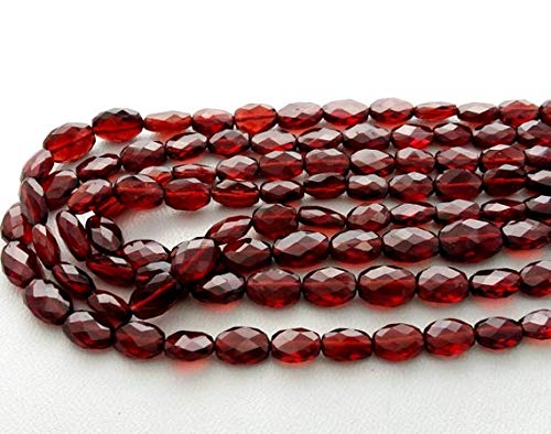 Natural Garnet Faceted Oval Beads - 3mm to 6.5mm Gemstone Beading Supplies for Jewelry Making, 15 Inch Strand | High Quality DIY Craft Beads for Necklaces, Bracelets & Earrings