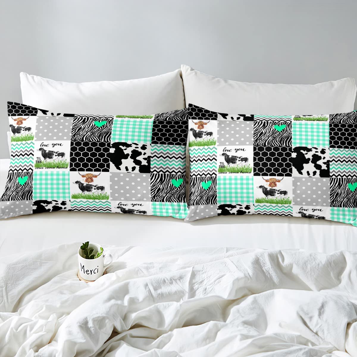 Cute Cow Print Fleece Throw Blanket - Soft Farm Animal Plush Blanket for Kids, Boys & Girls Room Decor - Black White Green Plaid Fuzzy Blanket - Baby Size 30x40 Inches - Perfect for Nursery, Bedroom, Sofa & Gift