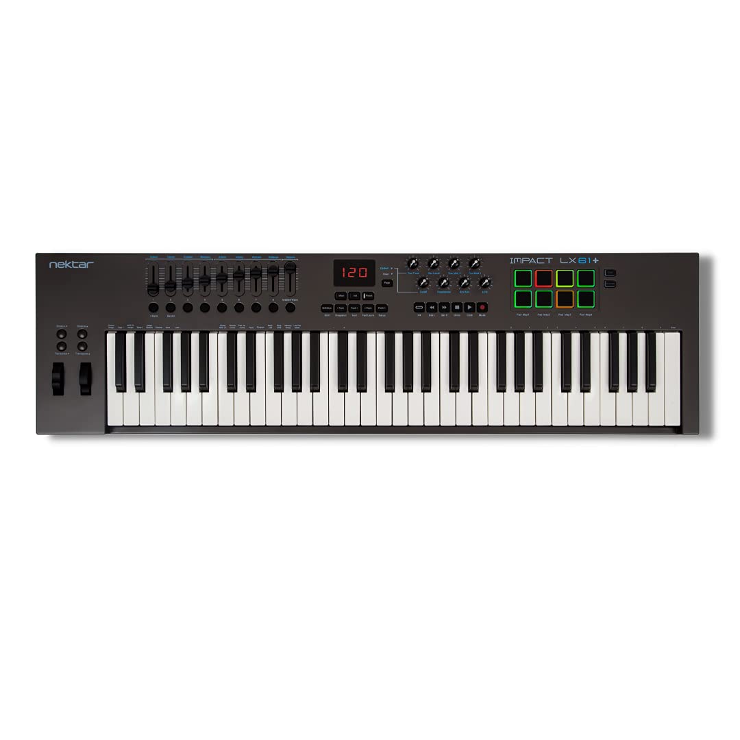 Nektar Impact LX 61+ 61-Key USB MIDI Keyboard Controller for Music Production, Recording & Performance - Perfect for Home Studio, Live Shows & Beat Making