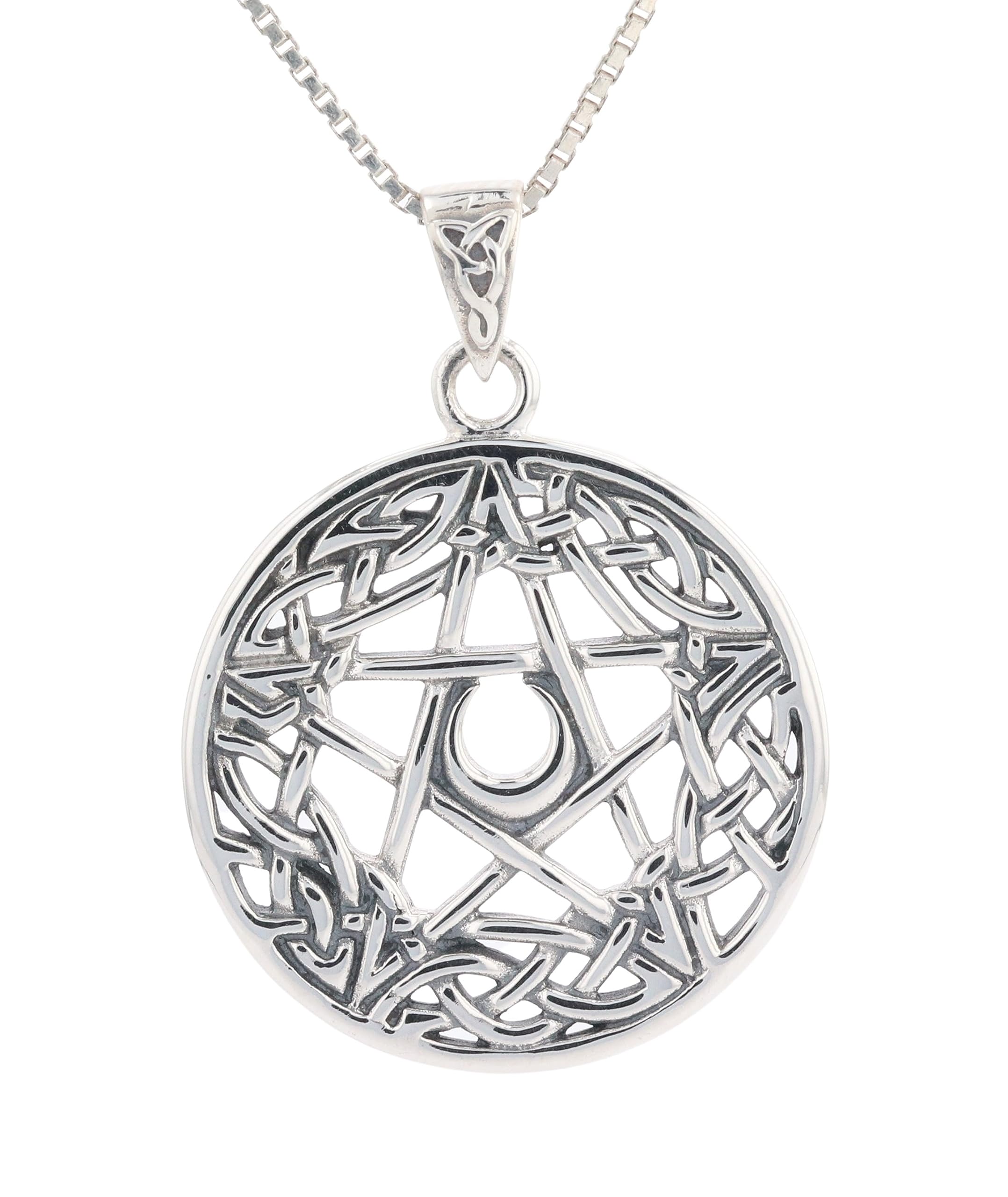 Celtic Pentacle Star Protection Sterling Silver Pendant Necklace 18
