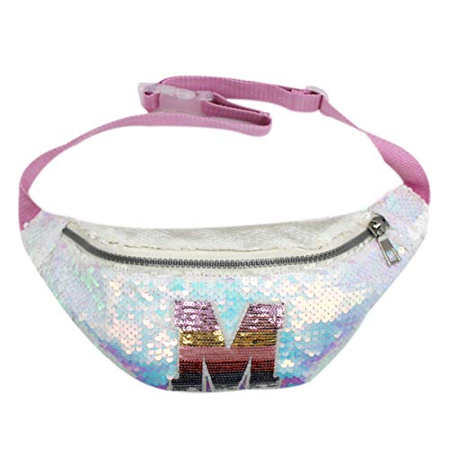 Aibearty Kids Glitter Reversible Sequin Fanny Pack - Letter Print Waist Bag for Boys & Girls - Perfect for School, Travel, and Birthday Parties
