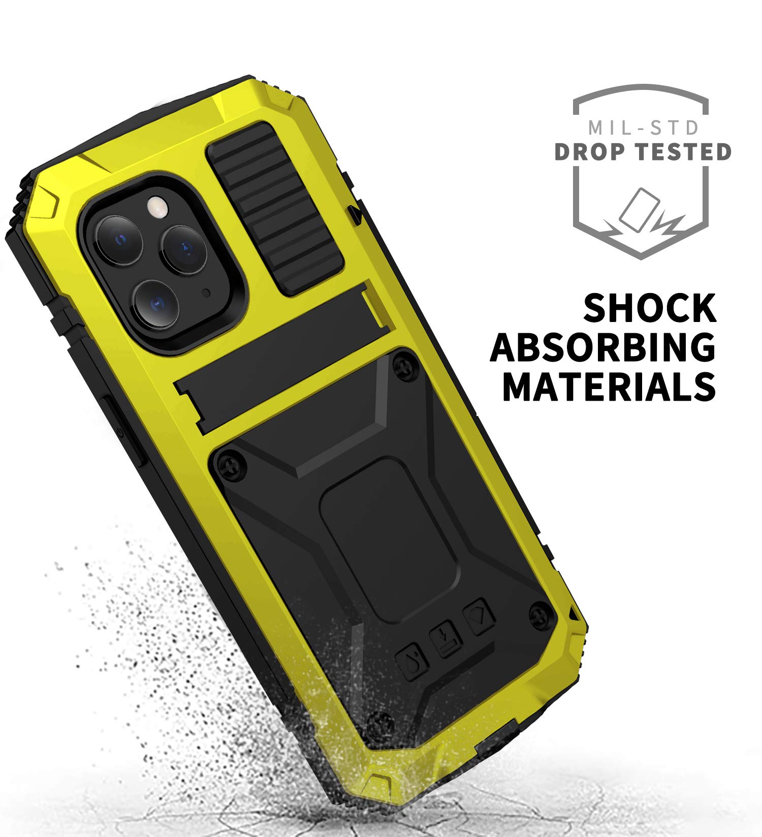 iPhone 12 Pro Max Case - Heavy Duty Military Armor with Built-in Screen Protector | Shockproof & Drop Tested | Full Body Protection | Yellow | Perfect for Outdoor Activities, Travel & Daily Use