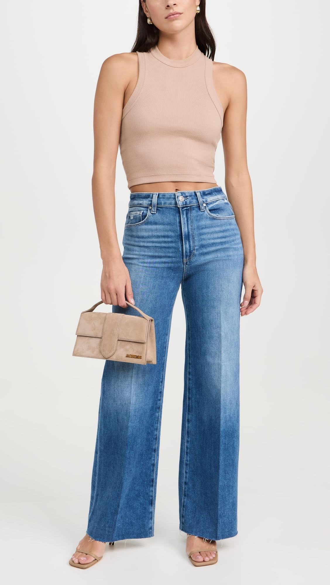 PAIGE Women's Anessa Raw Hem Jeans - High Waist Distressed Denim Pants for Casual Outfits & Streetwear Fashion
