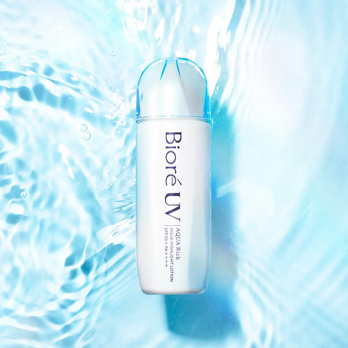 Biore UV Aqua Rich Aqua Highlight Lotion Milky Sunscreen SPF50+ PA++++ 70ml - Lightweight Moisturizing Face Sunscreen for Daily Use, Travel & Outdoor Activities
