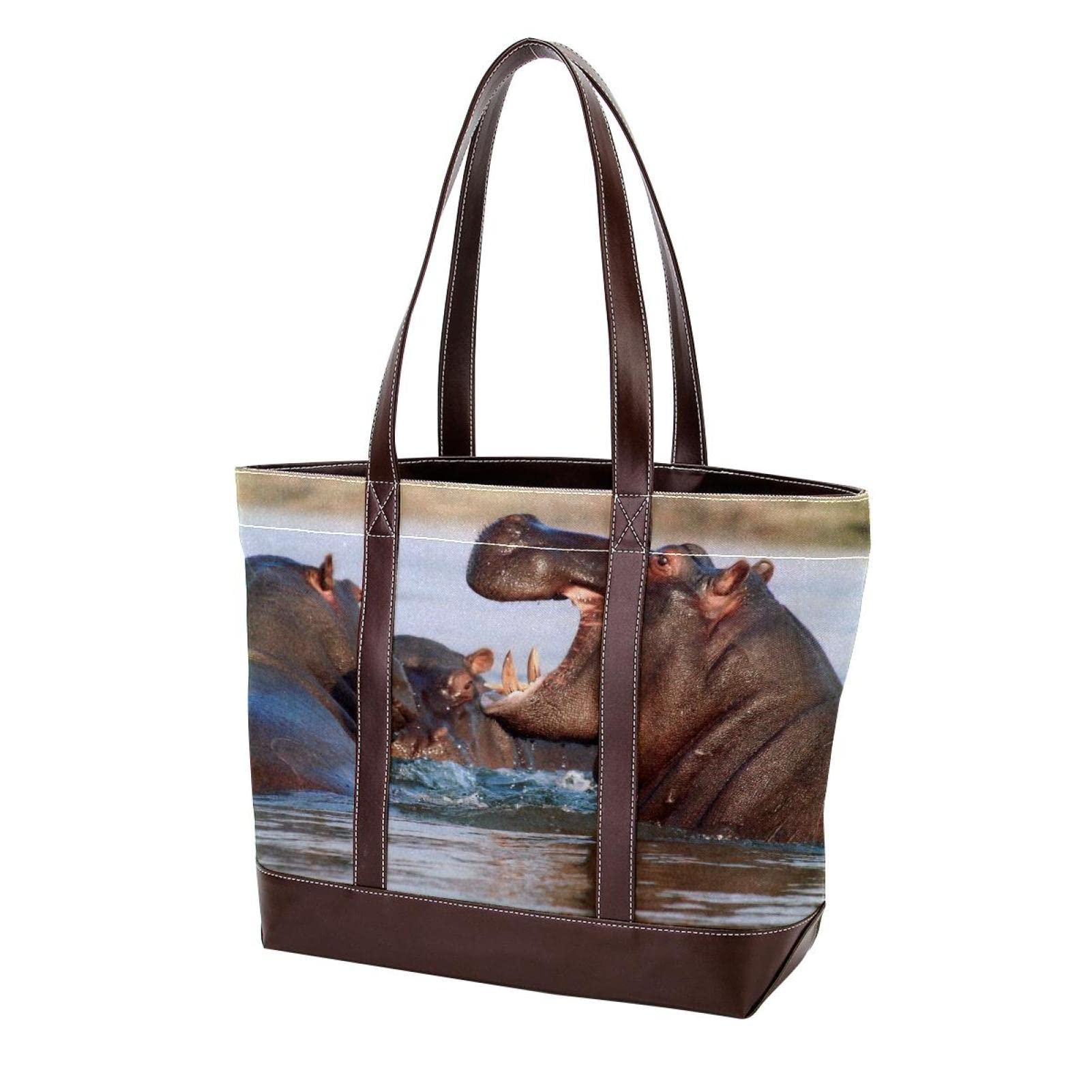 Stylish Large Leather & Canvas Tote Bags for Women - Durable Shoulder Satchel & Hobo Purse with Top Handle | Perfect for Work, Travel & Shopping