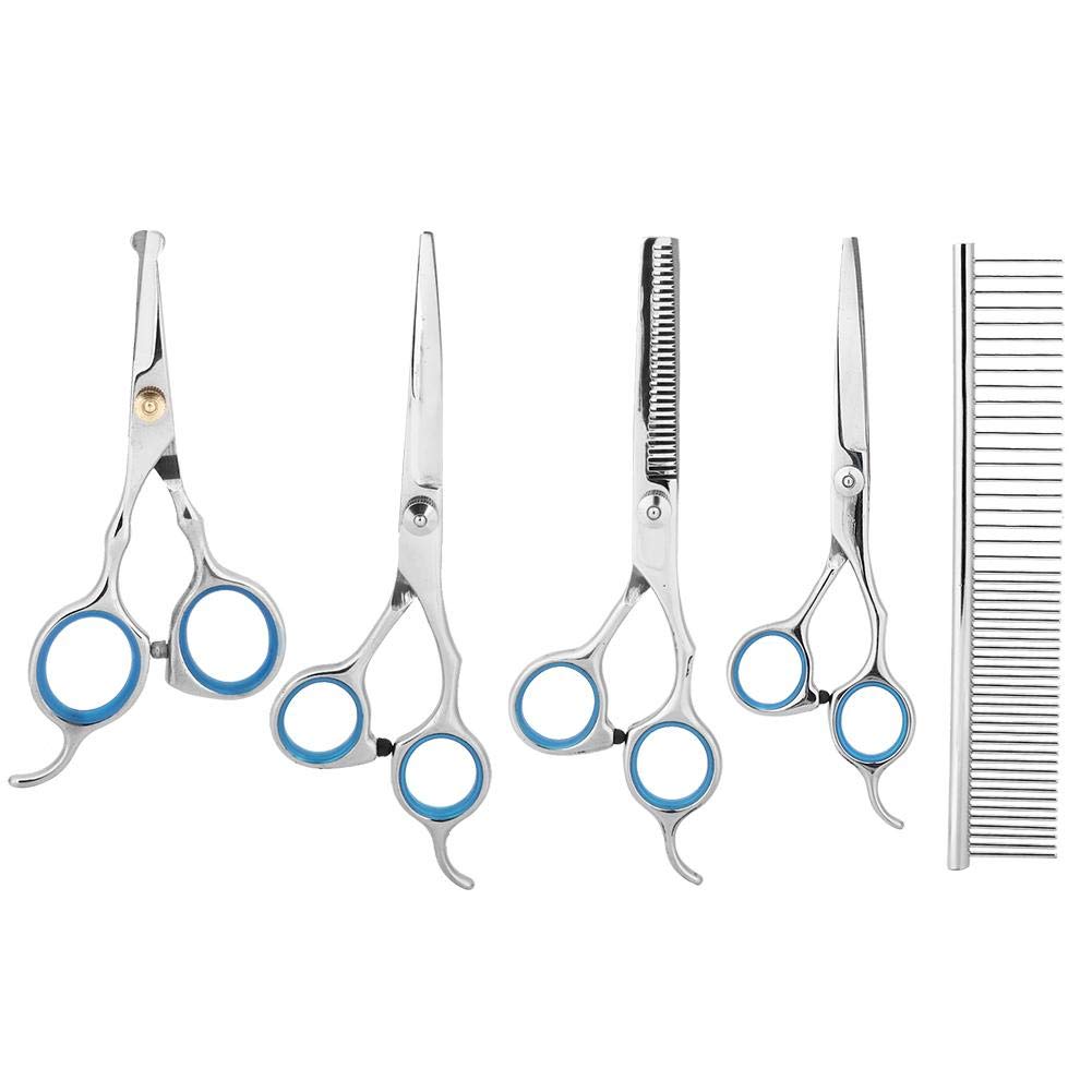 Professional Stainless Steel Pet Grooming Scissors Set - 6pcs Dog Cat Hair Cutting & Thinning Shears with Comb | Perfect for Home Grooming, Pet Salon & Professional Styling