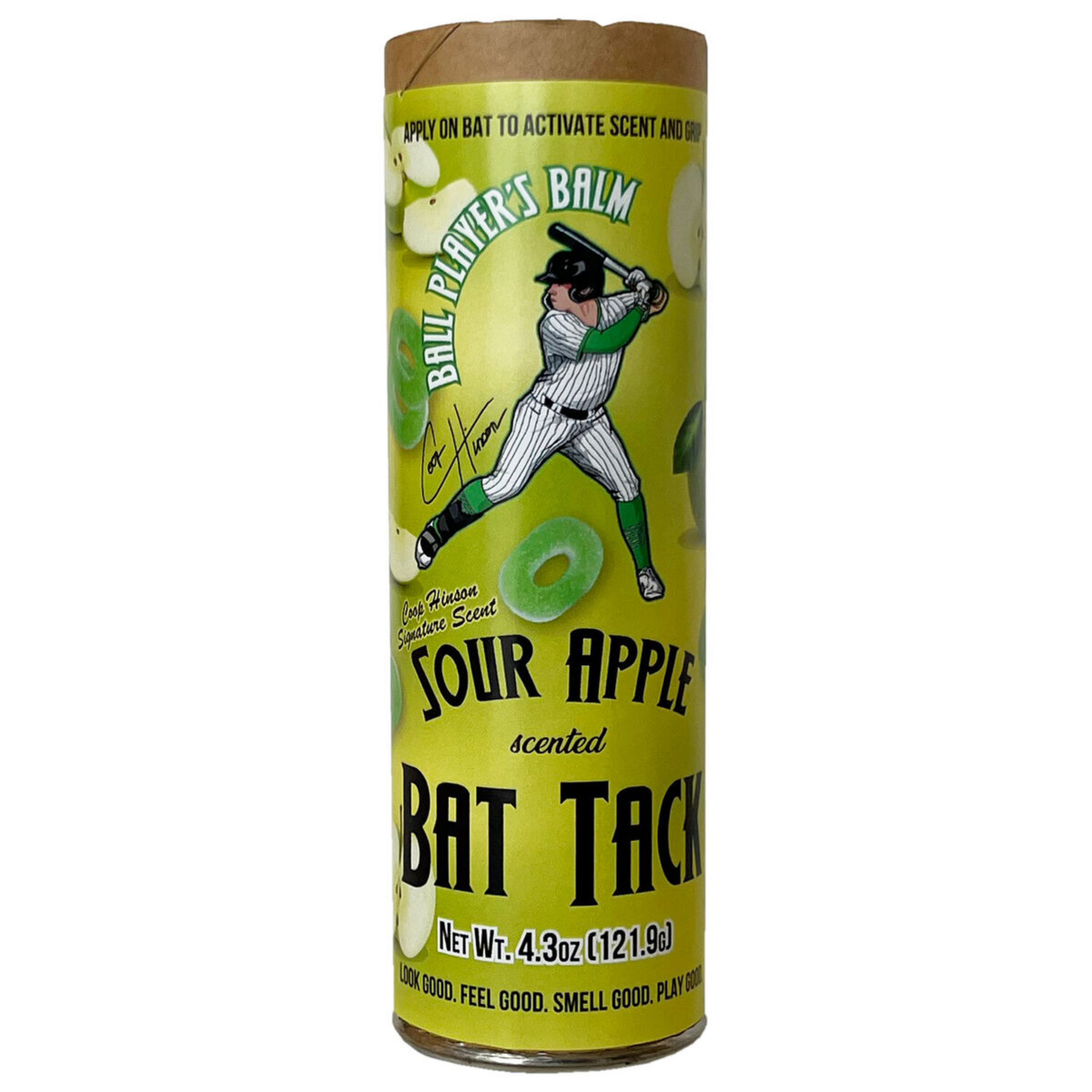 Ball Player's Balm - Sour Apple Scented Bat Grip Enhancer | Non-Slip Batting Glove Alternative for Baseball & Softball | Perfect for Training, Games & Hot Weather Play