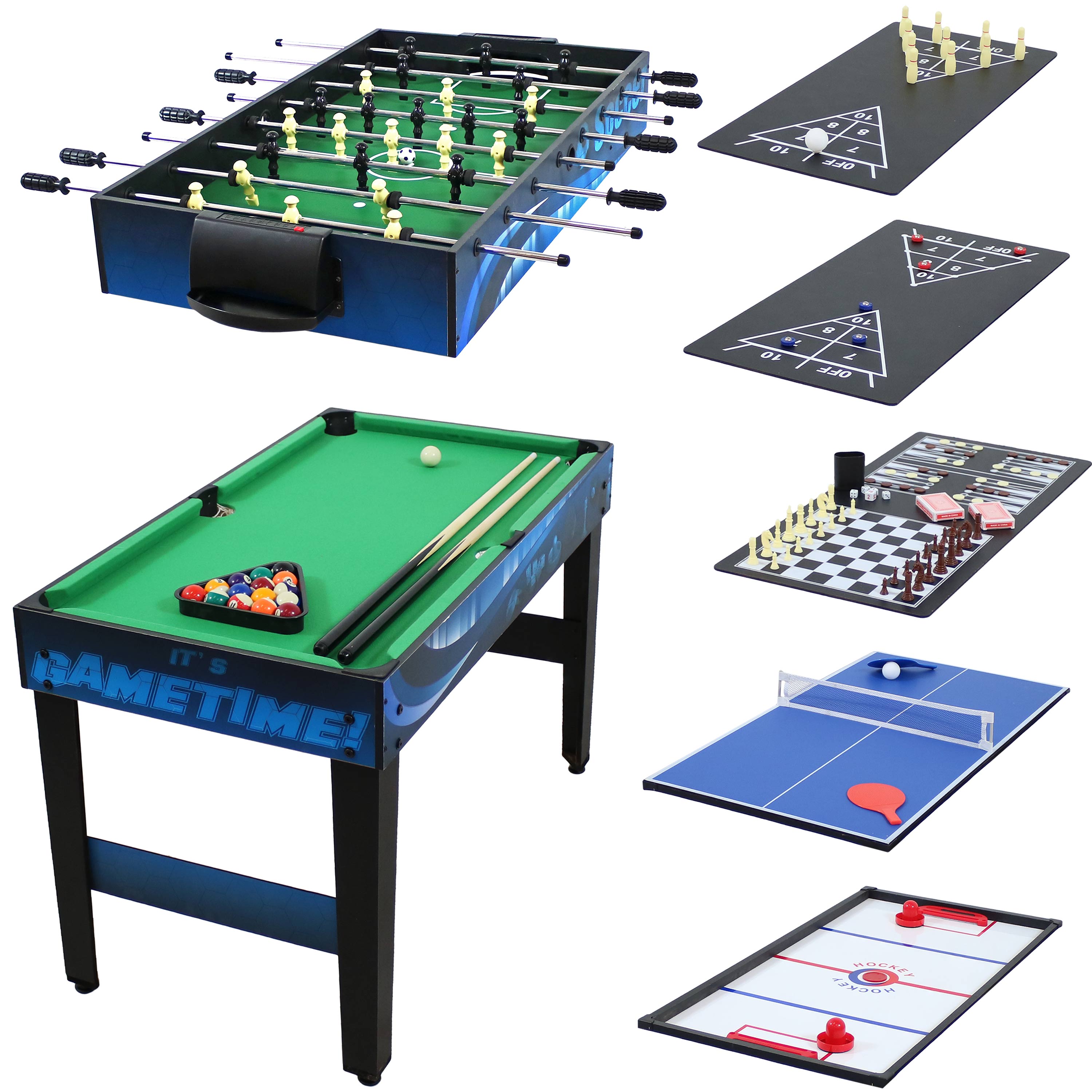 10-in-1 Multi Game Table Set for Indoor & Outdoor Fun - 49.5 Inch Classic Board Games Collection - Perfect for Family Game Nights, Parties, and Backyard Entertainment