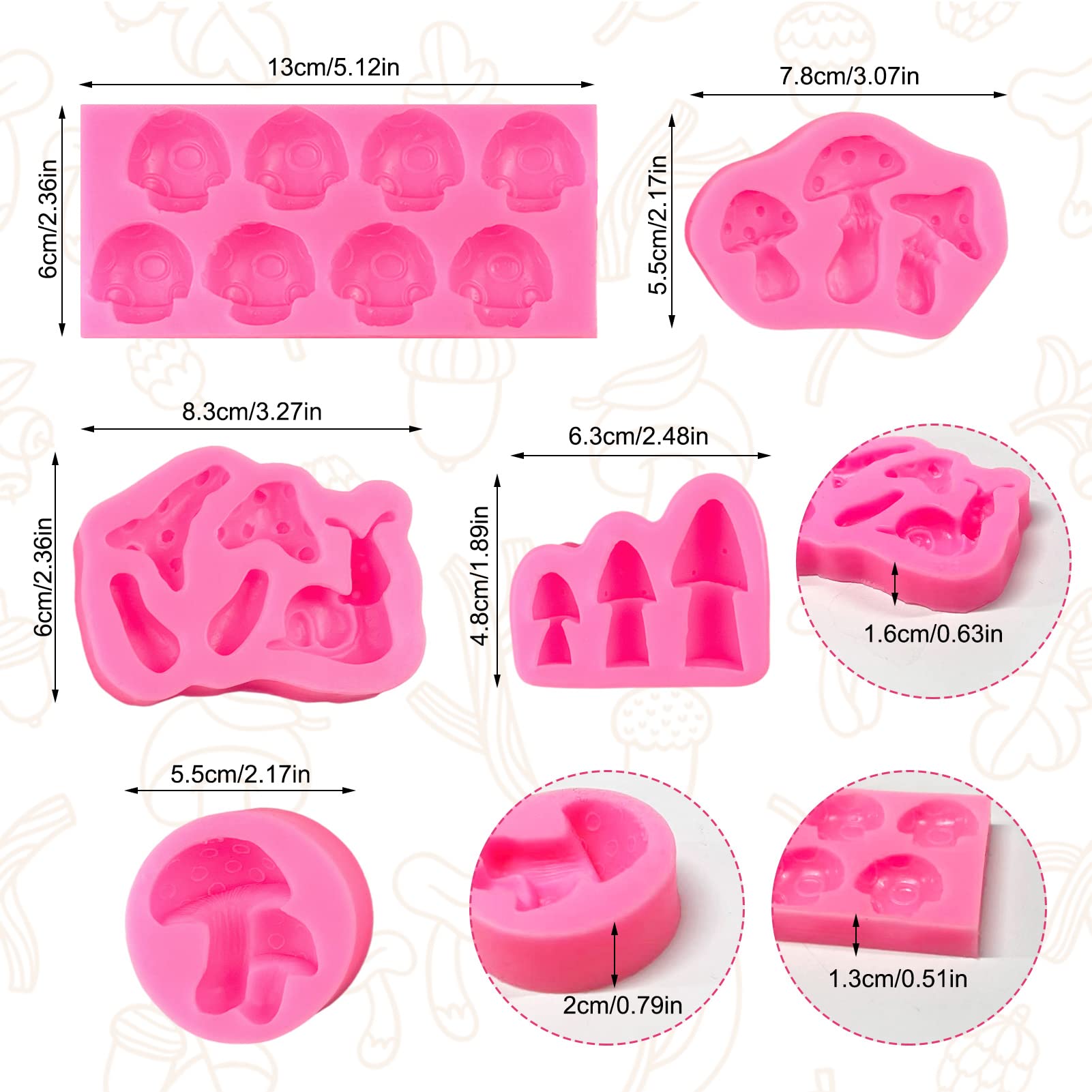 Premium Silicone Mushroom & Snail Chocolate Molds - Cute Baking Tools for Cupcake Toppers, Fondant Decorations, DIY Candy Making - Perfect for Birthday Cakes, Party Desserts & Holiday Treats