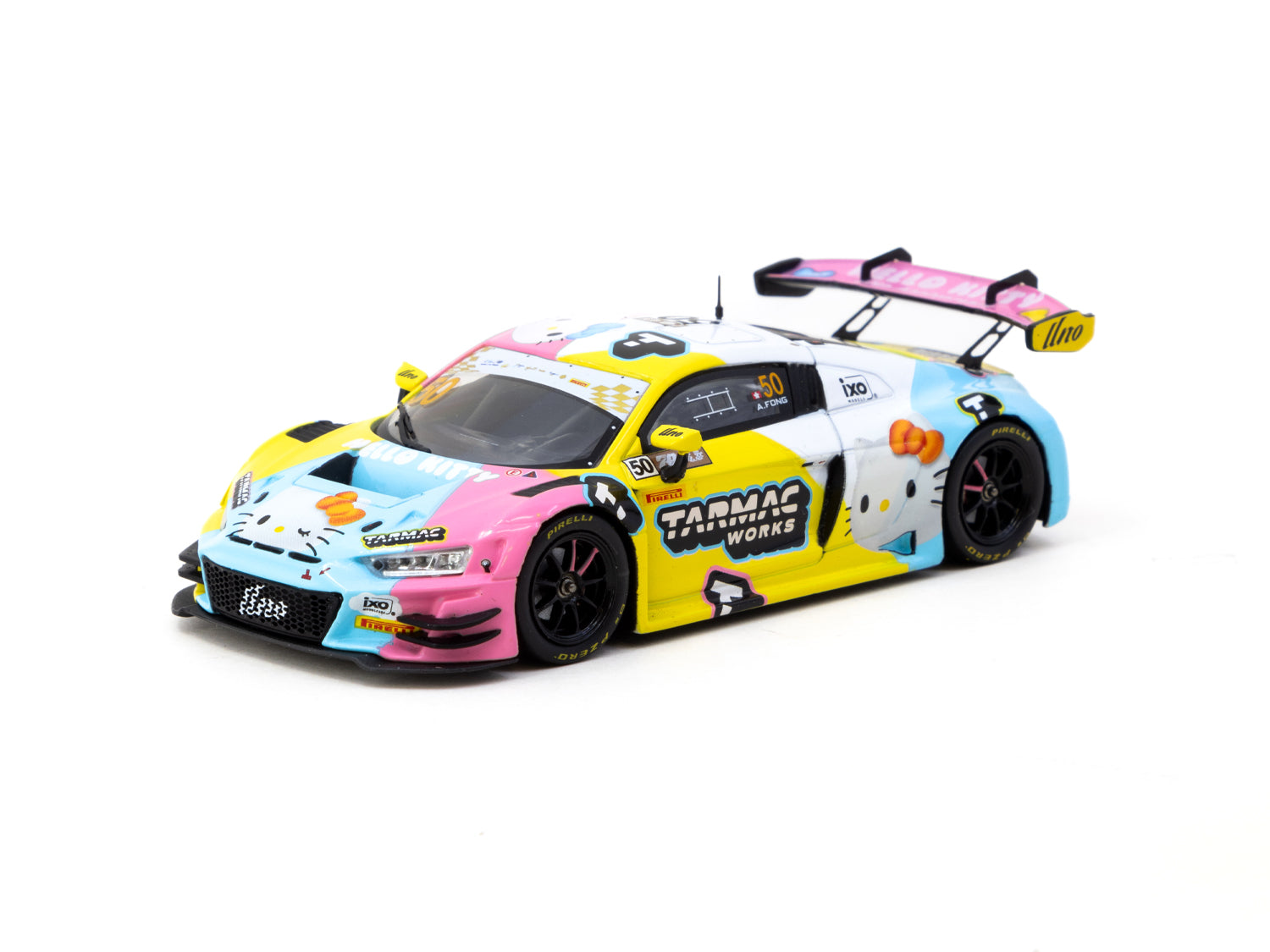 Tarmac Works 1/43 Scale Audi R8 LMS GT3 Evo II Macau GT Cup FIA GT World Cup 2023 #50 Diecast Model Car with Special Packaging & Story Booklet - Collectible for Racing Fans & Display for Home/Office
