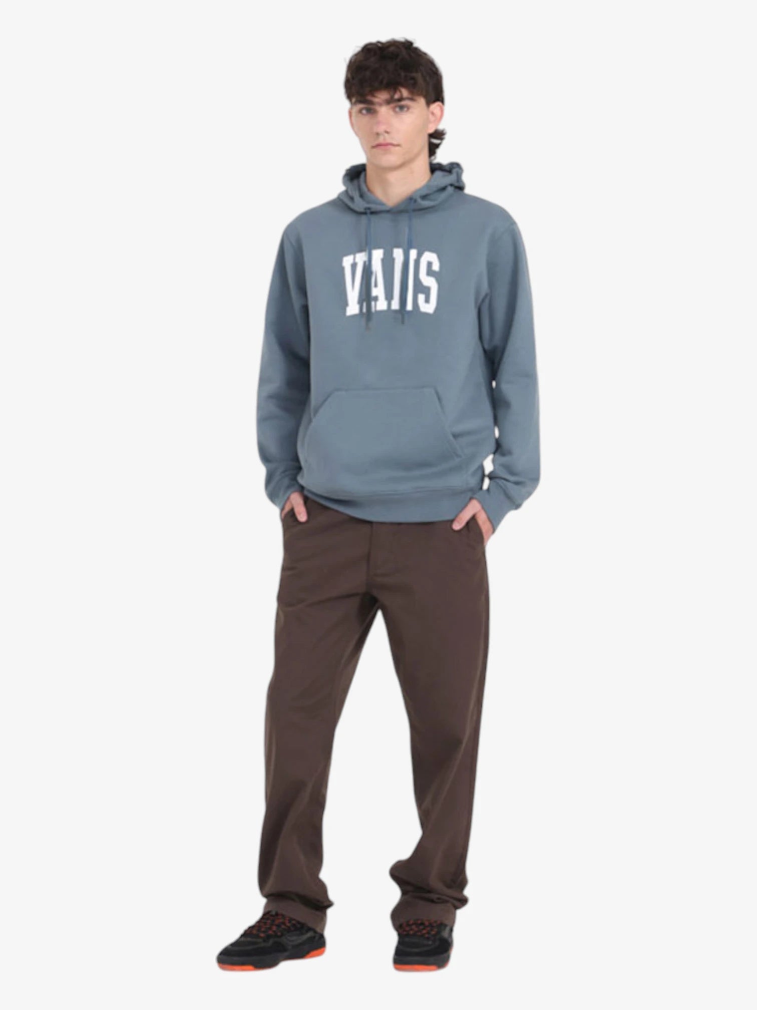 Vans Classic Arch Logo Hoodie - Blue Gray Pullover Sweatshirt for Men & Women | Casual Streetwear, Loungewear, and Everyday Comfort