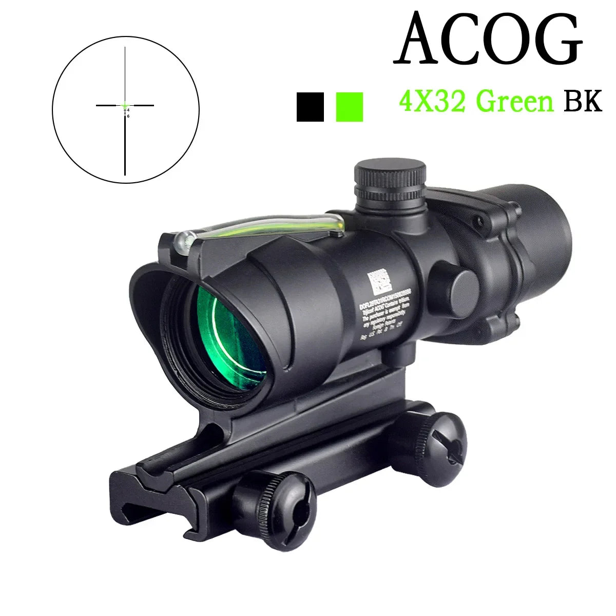 Trijicon ACOG 4X32 RMR Red Dot Sight Scope - Green Cross Fiber Optic Illuminated Rifle Scope with Glass Etched Reticle - Perfect for Tactical Shooting, Hunting & Military Use