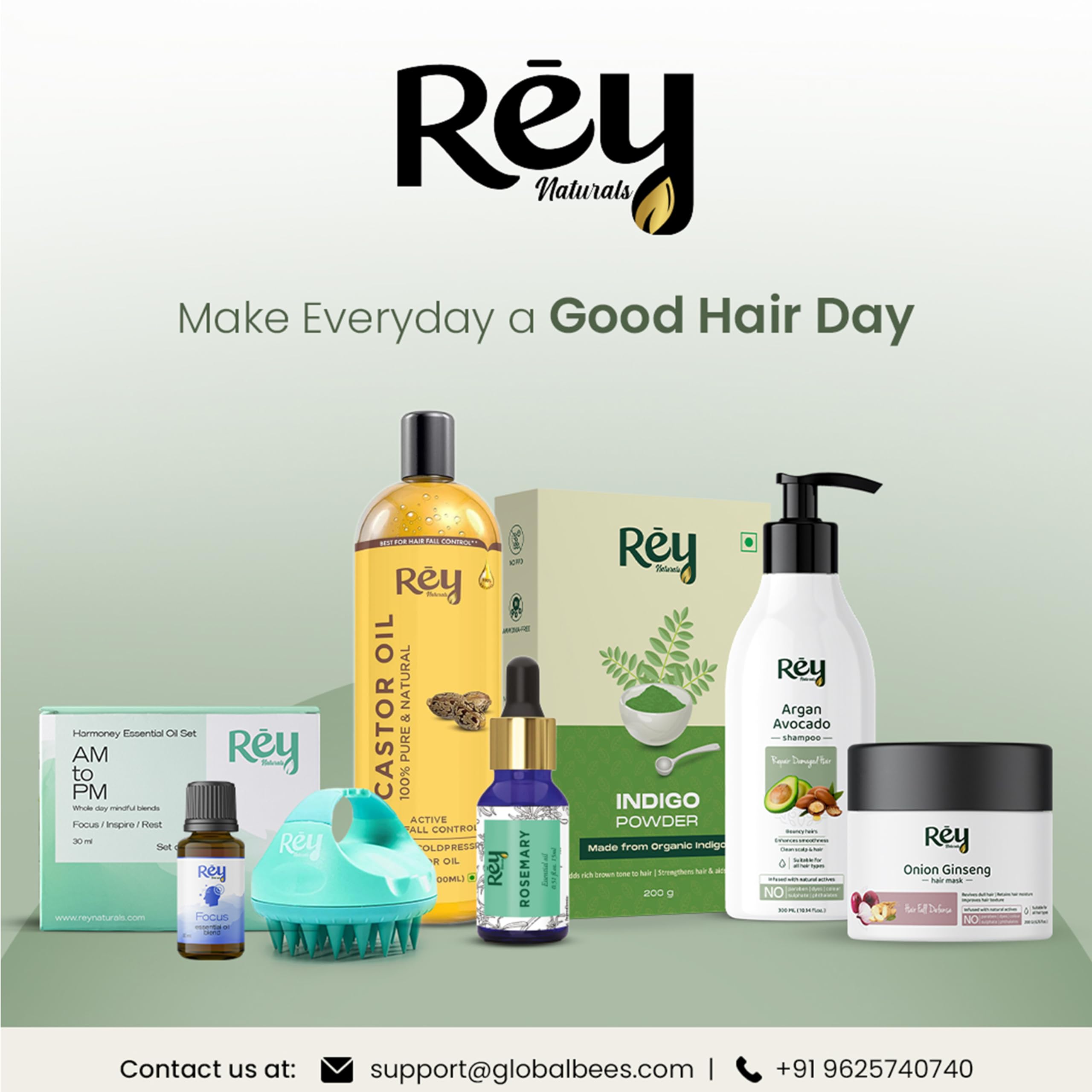 Rey Naturals Virgin Coconut Oil & Castor Oil for Hair Growth - 200ml*2 | Pure Unrefined Cold Pressed Oil for Hair & Skin Care | Controls Dandruff & Hair Fall | Natural Remedy for Stronger Hair & Healthy Scalp | Perfect for Daily Hair Massage & DIY Beauty Treatments