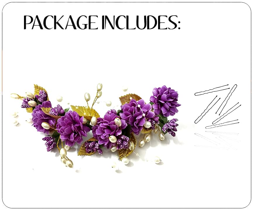 Handmade Purple Artificial Flower Hair Vine - Elegant Bridal Hair Pin for Women & Girls, Perfect for Weddings, Prom, and Special Occasions | Juda Bun-2398 Hair Accessory