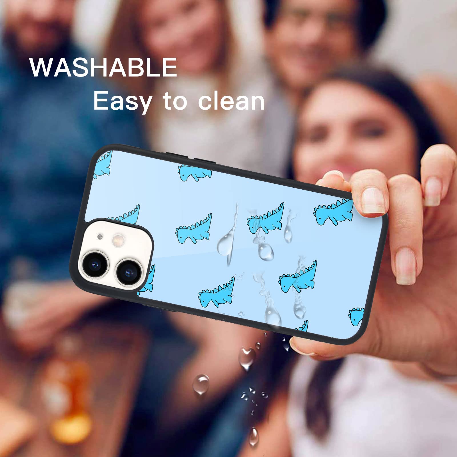 MAYCARI iPhone 11 Pro Case - Blue Dinosaur Cute Pattern Design, Hard Back with Soft TPU Bumper Shockproof Protective Cover for Women Girls | Perfect for School, Work & Daily Use