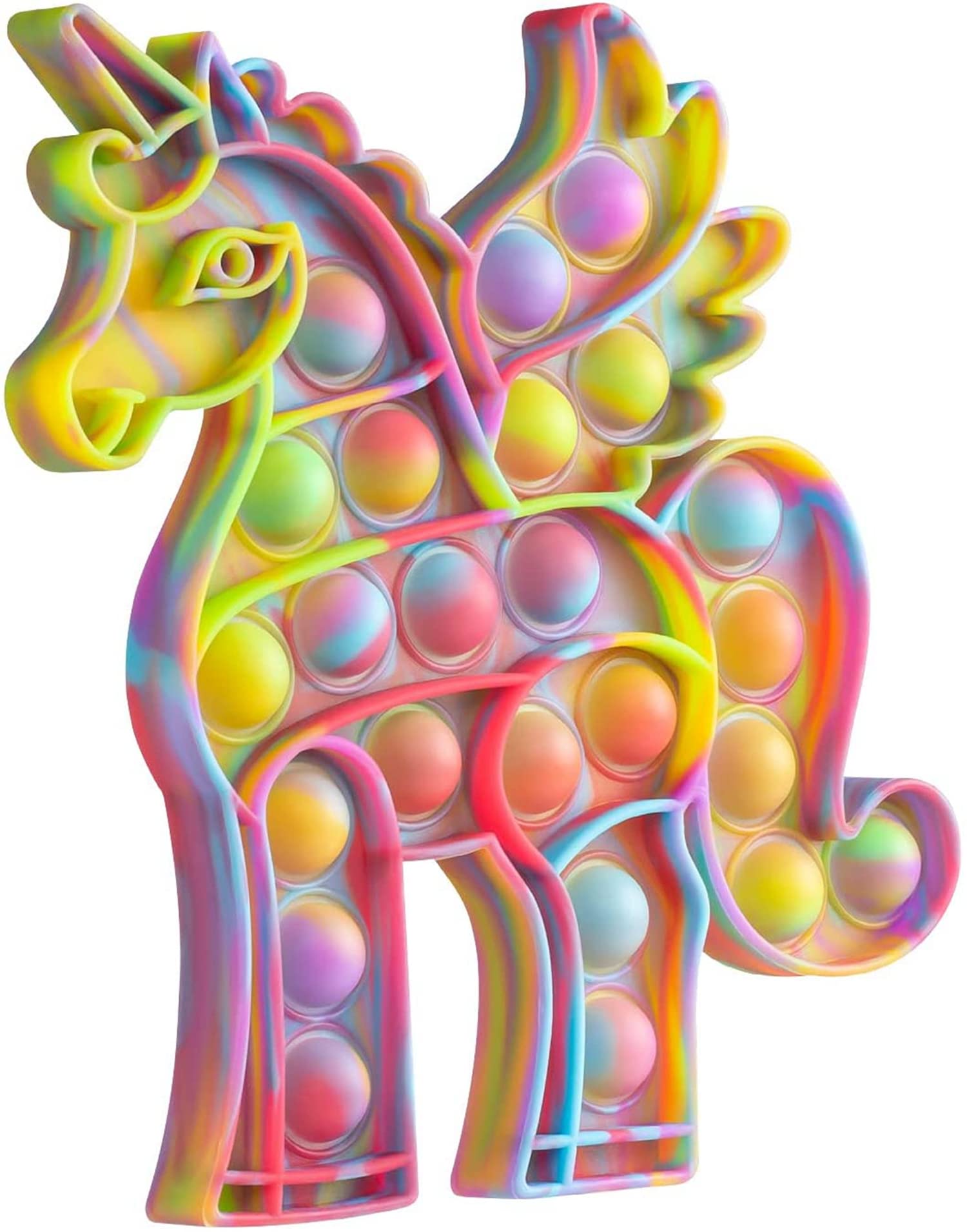 Hoofun Fidget POP Bubble Unicorn Sensory Toys - Stress Relief Push Popping Bubbles for Kids & Adults - Perfect for Anxiety Relief, Classroom Focus, and Office Relaxation (1-Pack, Unicorn Design)