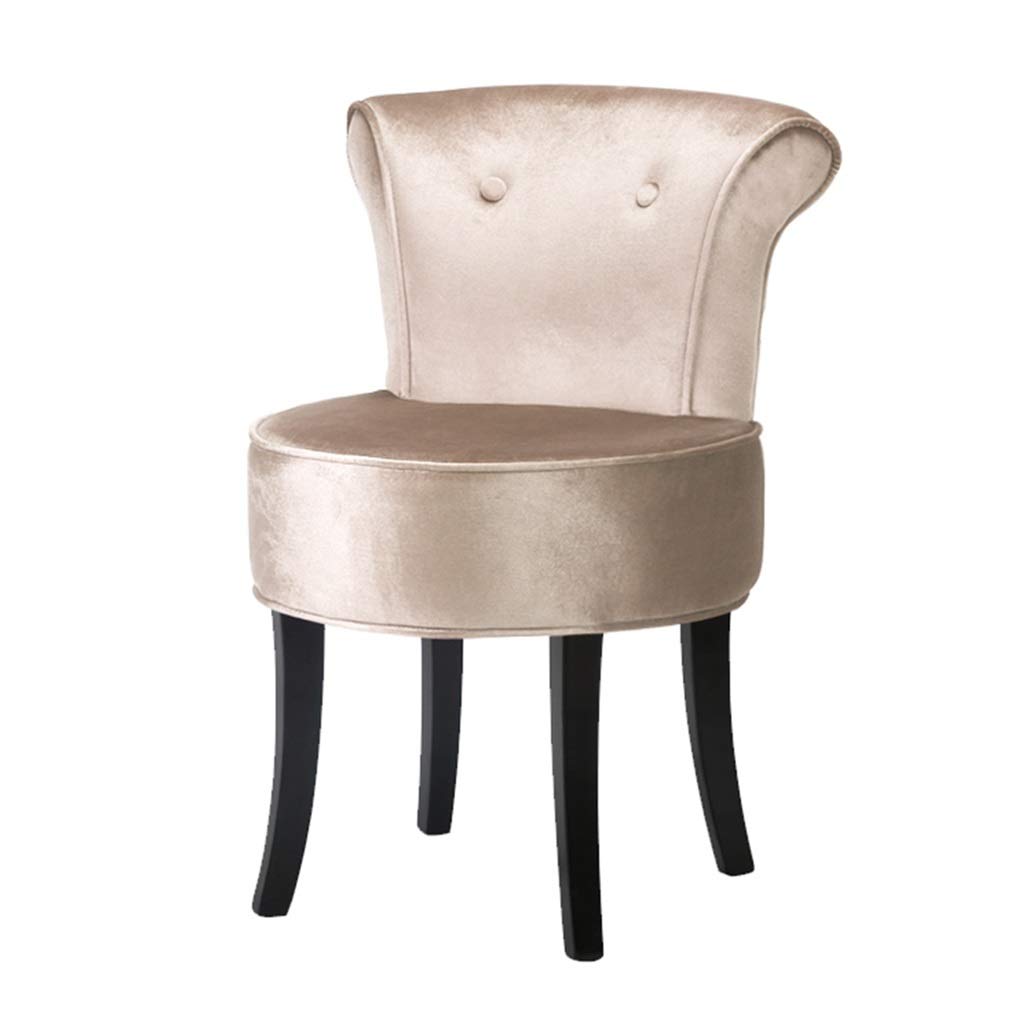 European-Style Vanity Makeup Chair with Backrest - Beige Dressing Stool for Bedroom Dresser, 73x53x46cm, Perfect for Makeup Vanity, Dressing Table & Bedroom Decor