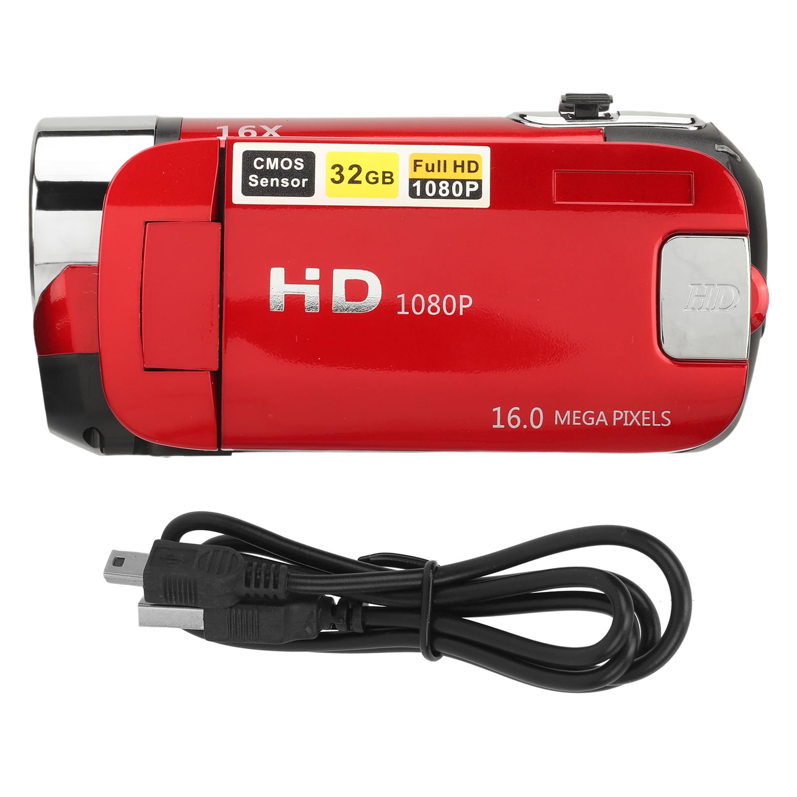 Plyisty Kids Video Camera - 1080P HD 16MP Digital Camcorder with 16X Zoom, Vlogging Camera for Toddlers, Boys & Girls (Red) - Perfect for Birthday Gifts, Travel Recording & First Photography Experience