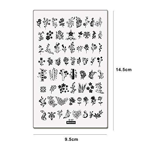5-Piece Large Nail Stamping Plates Set - Rose, Skull, Leaf, Panda Designs - 9.5x14.5CM Rectangle Nail Art Templates for Professional & DIY Manicures - Perfect for Home Salons, Parties & Gift Giving