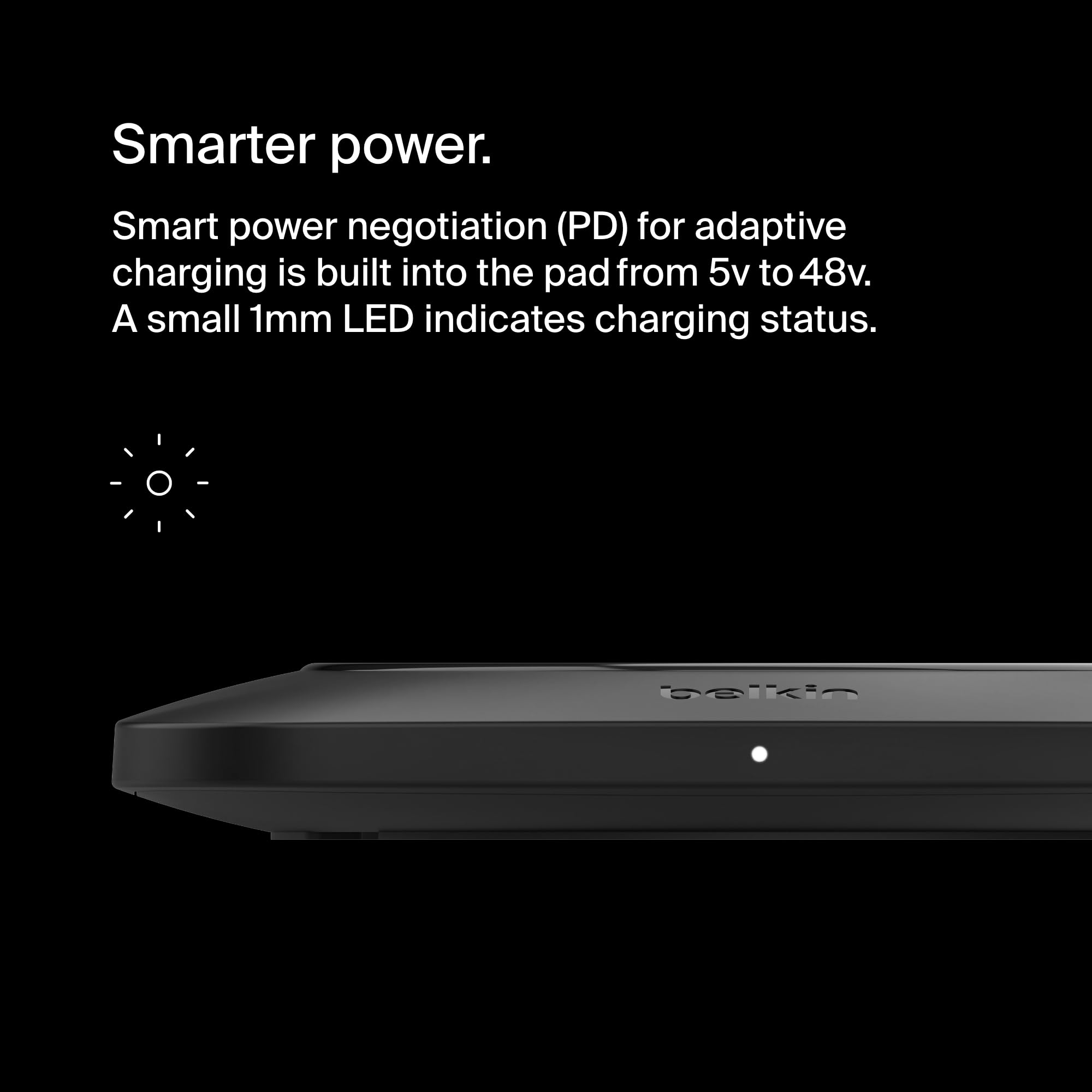 Belkin BoostCharge Pro 15W Fast Wireless Charging Pad - Universal Qi-Certified Charger for iPhone 15/14/13, Samsung Galaxy S23/S22, AirPods Pro & MagSafe Devices - Perfect for Home, Office & Travel - Black