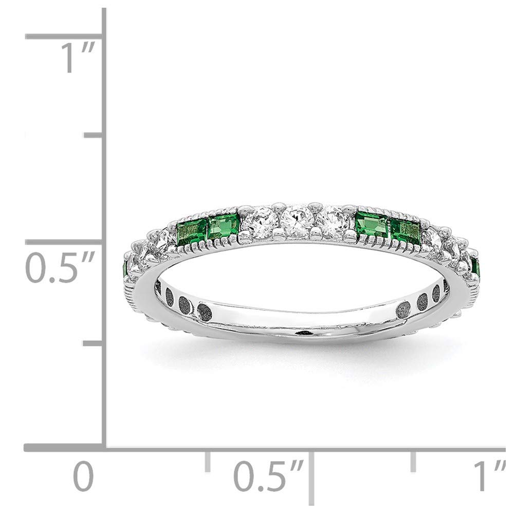 925 Silver Green Spinel Ring for Women - Elegant Cubic Zirconia Band Jewelry Gift for Her - Perfect for Parties & Dating