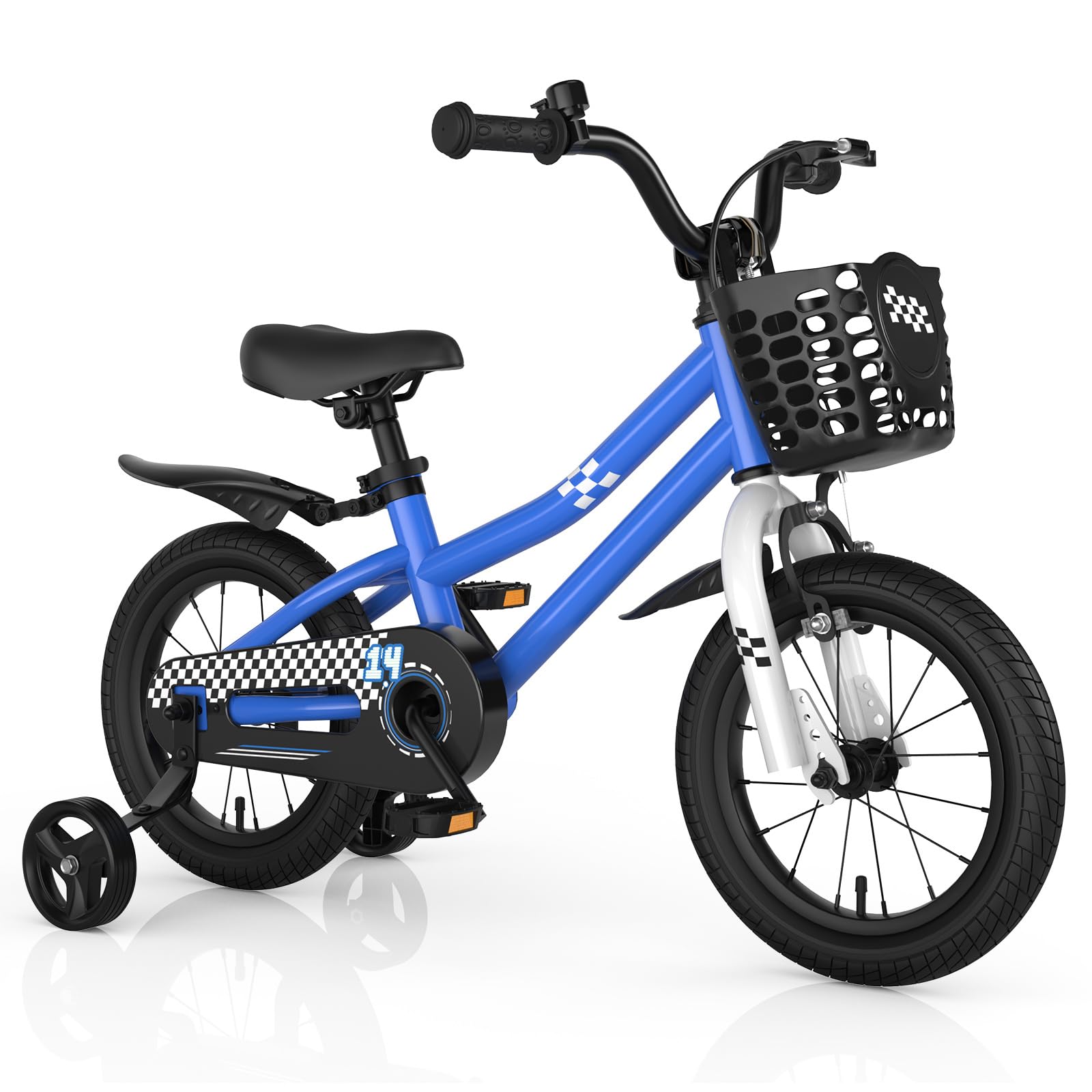 COSTWAY 12 14 16 18 Inch Kids Bike for Boys & Girls Ages 3-8 | Toddler Bicycle with Removable Training Wheels, Dual Hand Brake & Coaster Brake, Front Basket & Bell | Perfect for Neighborhood Rides, Park Adventures & Learning to Cycle