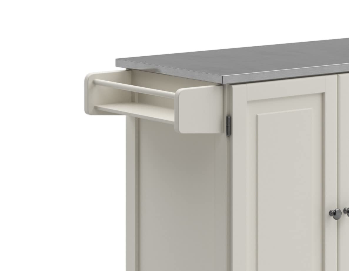Homestyles Dolly Madison 54-Inch Rolling Kitchen Island with Storage & Towel Rack - Mobile Kitchen Cart for Small Spaces, Off White - Perfect for Apartments, Dorms & Compact Kitchens