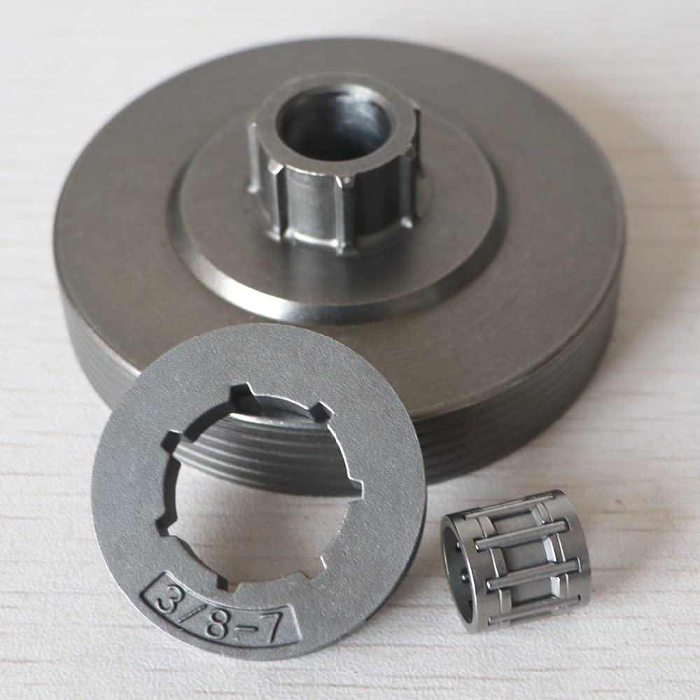 3800 Chainsaw Clutch Drum with Needle Bearing - 3/8-7 Teeth Sprocket Rim Replacement Part for Professional Chainsaw Maintenance & Repair | Compatible with Various Chainsaw Models | Durable Construction for Wood Cutting & Forestry Work