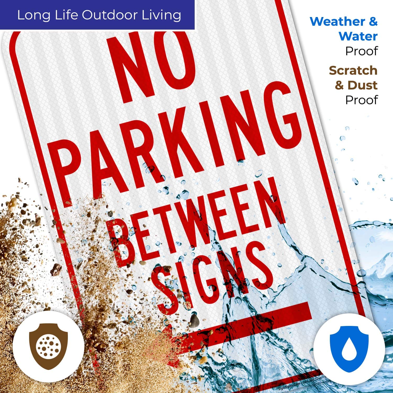No Parking Between Signs with Left Arrow - 12x18 Inches, 3M EGP Reflective .063 Aluminum, Fade Resistant - Easy Mounting for Indoor/Outdoor Use - Made in USA - Perfect for Parking Lots, Driveways & Restricted Areas