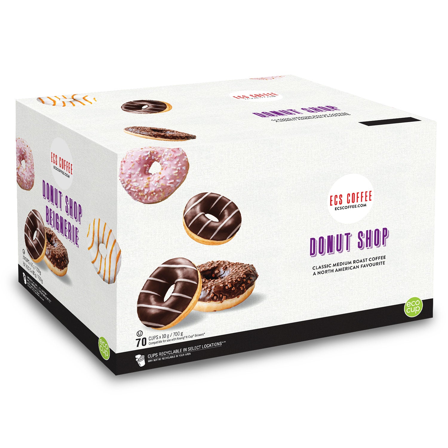 ECS Coffee Donut Shop Blend Single Serve Coffee Pods - 70 Count for Keurig Machines | Perfect for Office, Home & Breakfast