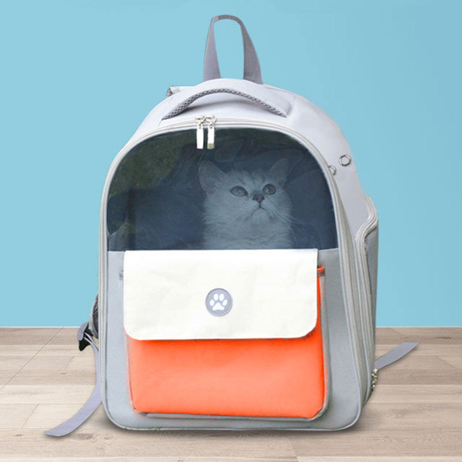 Enakshi Cat Carrier Backpack with Clear Window - Durable Oxford Fabric Pet Travel Bag for Small Dogs & Cats - Orange | Perfect for Air Travel, Vet Visits & Outdoor Adventures