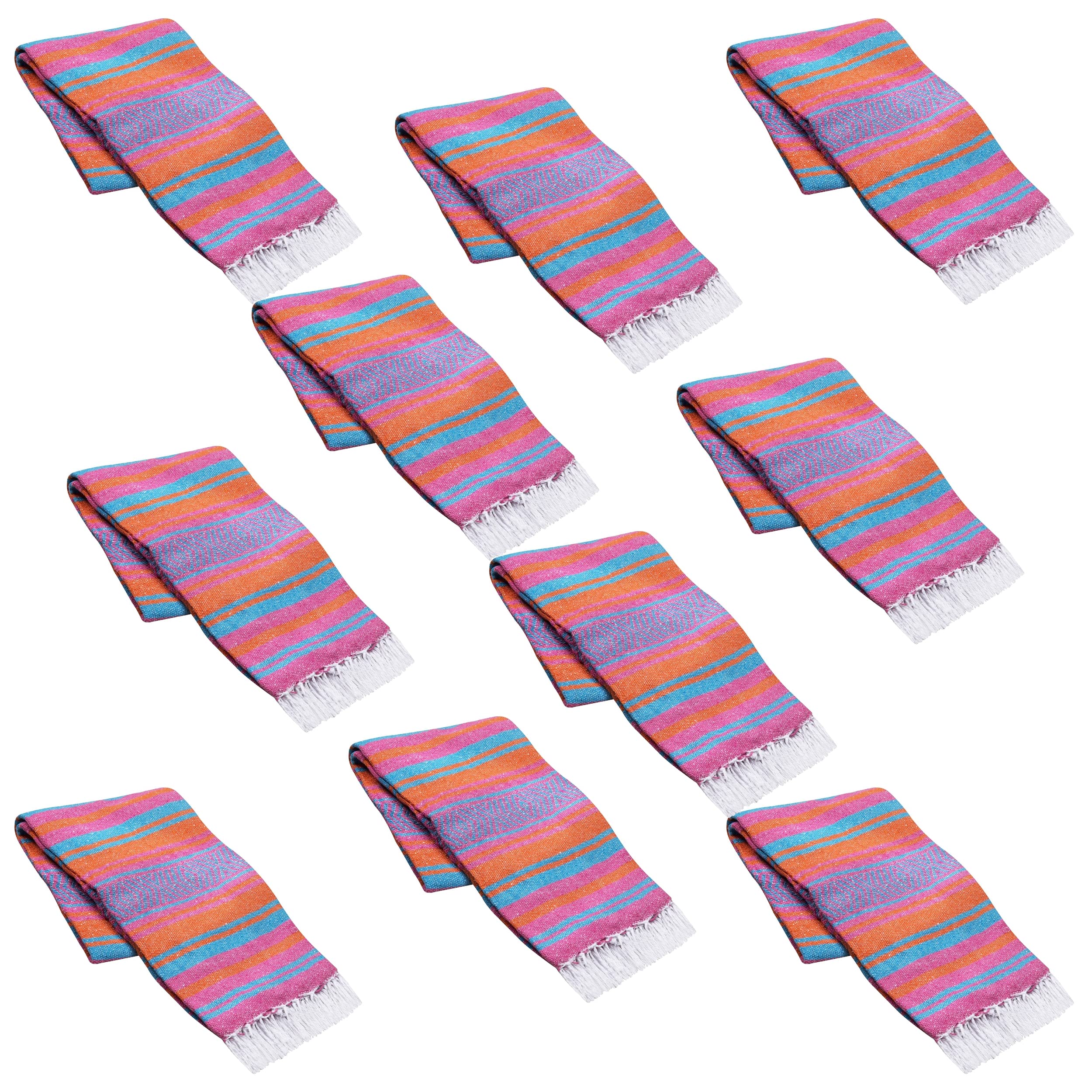 Vera Cruz Mexican Blankets and Throws - 10 Pack Thick Woven Yoga Blankets 75