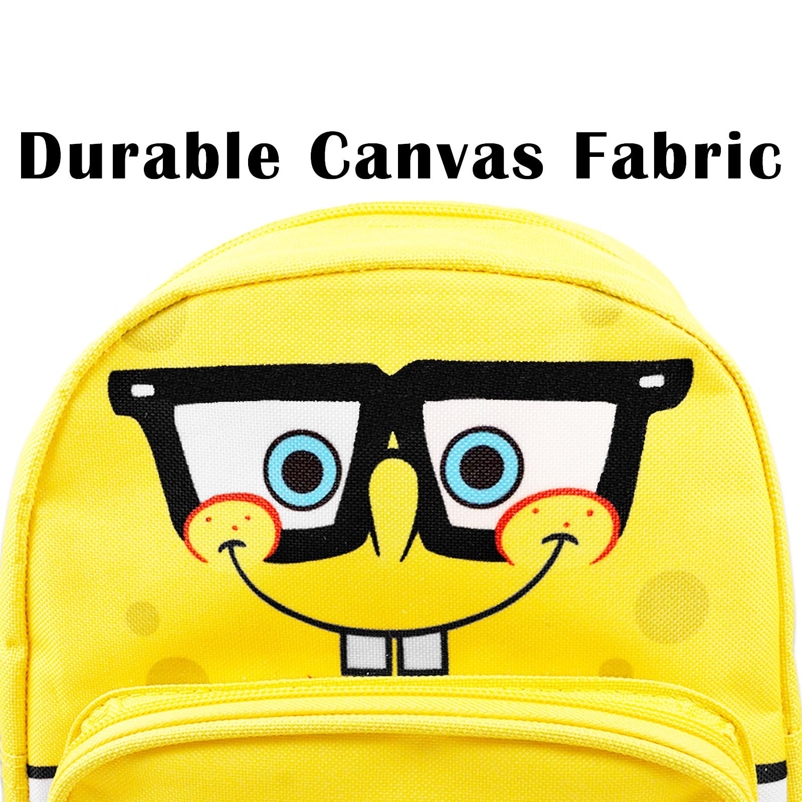 Spongebob Squarepants Mini Backpack Set - 10 Inch Canvas School Backpack with Front Pocket & Water Bottle Holder | Cute Cartoon Character Backpack for Kids, Teens & Anime Fans | Perfect for School, Travel & Cosplay
