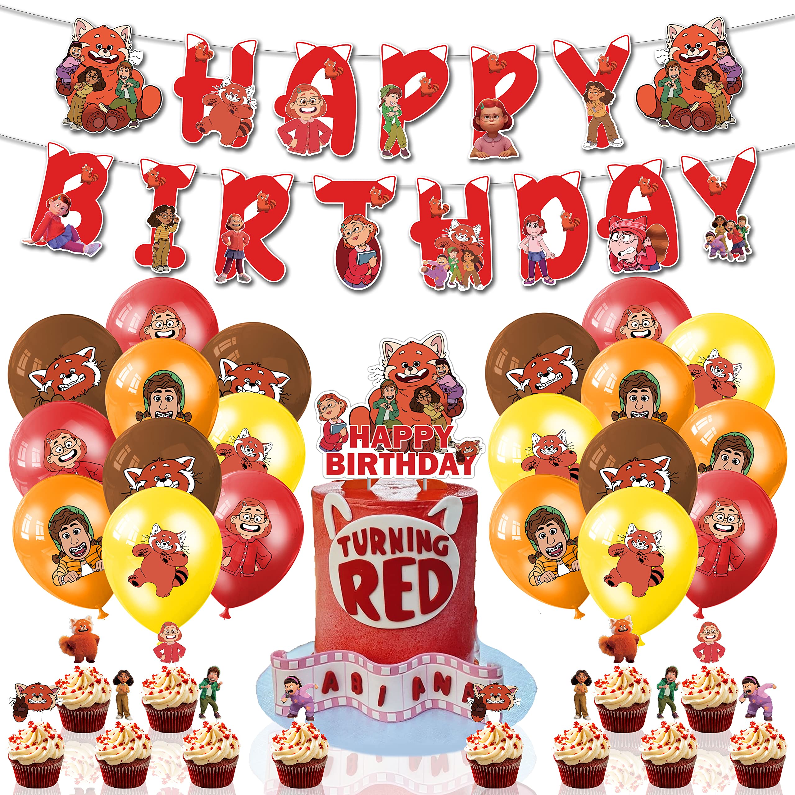Red Panda Party Decorations - Cute Panda Birthday Party Supplies Set with Banner, Balloons, Cake & Cupcake Toppers | Perfect for Kids Birthday, Baby Shower & Themed Events