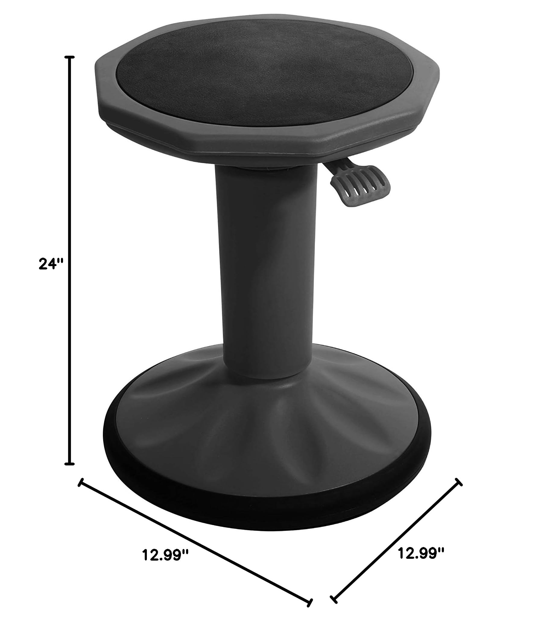 Pearington SitFree Height Adjustable Wobble Stool - Active Flexible Seating Chair for Kids & Adults - Ergonomic Office & Classroom Chair - Black - Perfect for Home Office, School & ADHD Focus