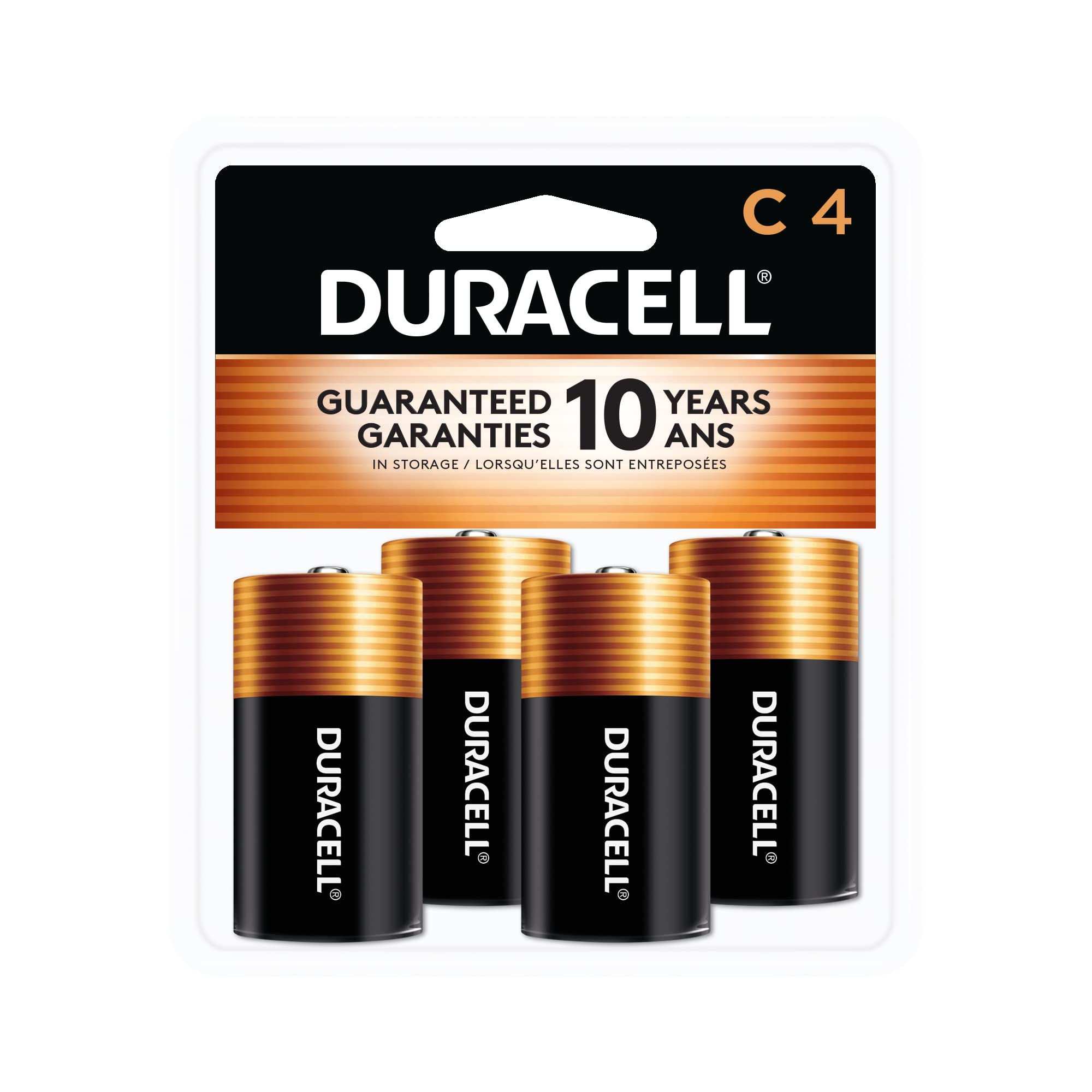 Duracell Coppertop C Batteries 4-Pack - Long-Lasting Alkaline C Batteries for Household & Office Devices - Ideal for Flashlights, Toys, Clocks & More