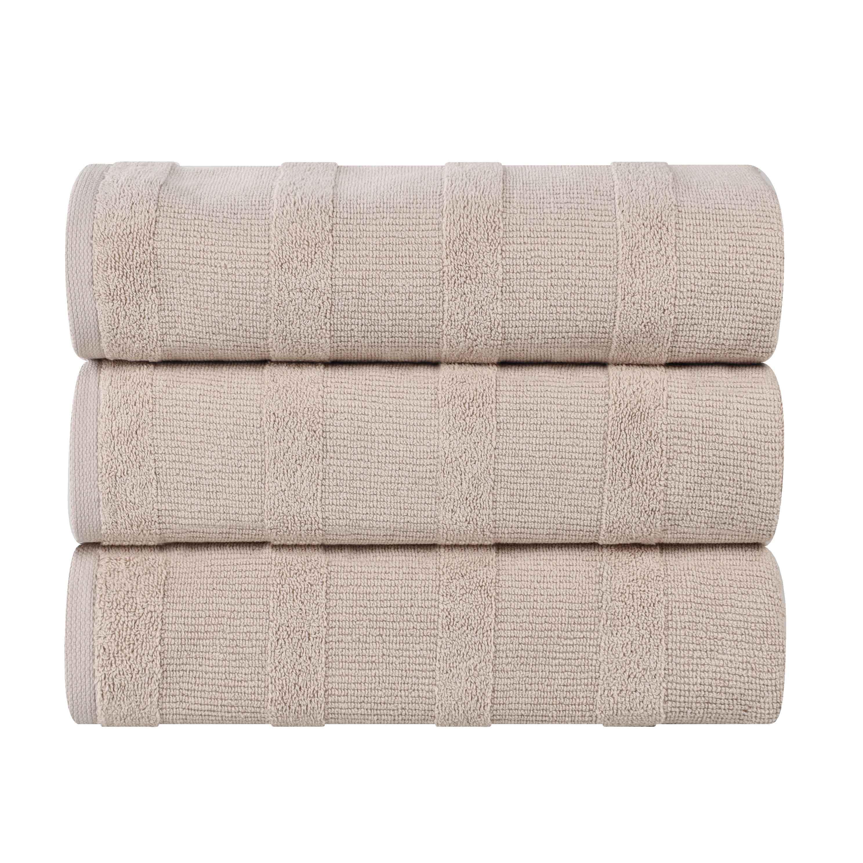 Premium Roma Cotton Ribbed Textured Bath Towels Set of 3 - Ultra Soft & Absorbent Luxury Towels for Spa, Bathroom & Beach Use