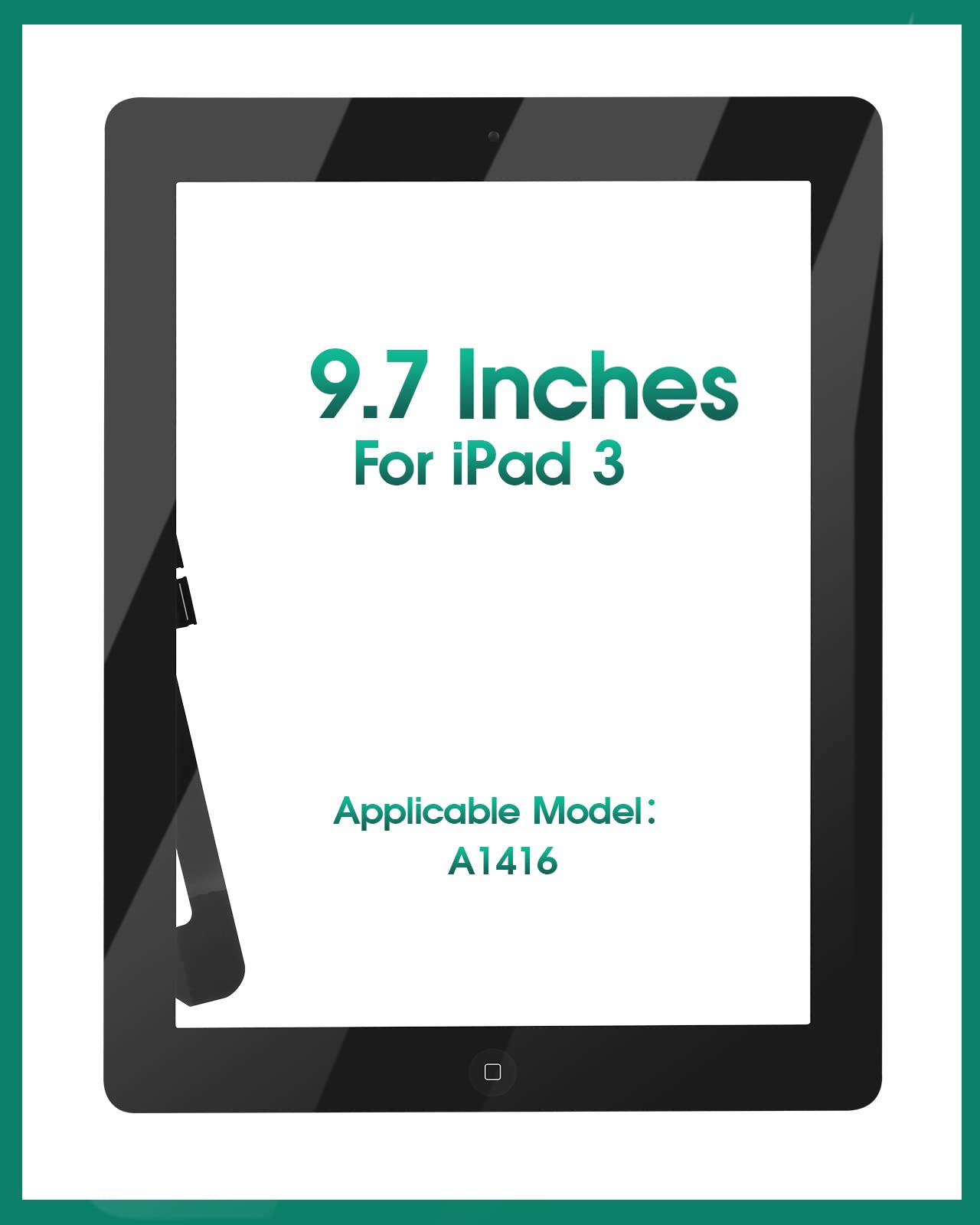 SRJTEK iPad 3 Screen Replacement - Digitizer Glass Sensor Assembly with Home Button & Adhesive for iPad 3rd Gen A1416 A1403 A1430 - DIY Repair Kit with Tempered Glass (Black) - Perfect for Cracked Screen Fixes and iPad 3 Display Upgrades