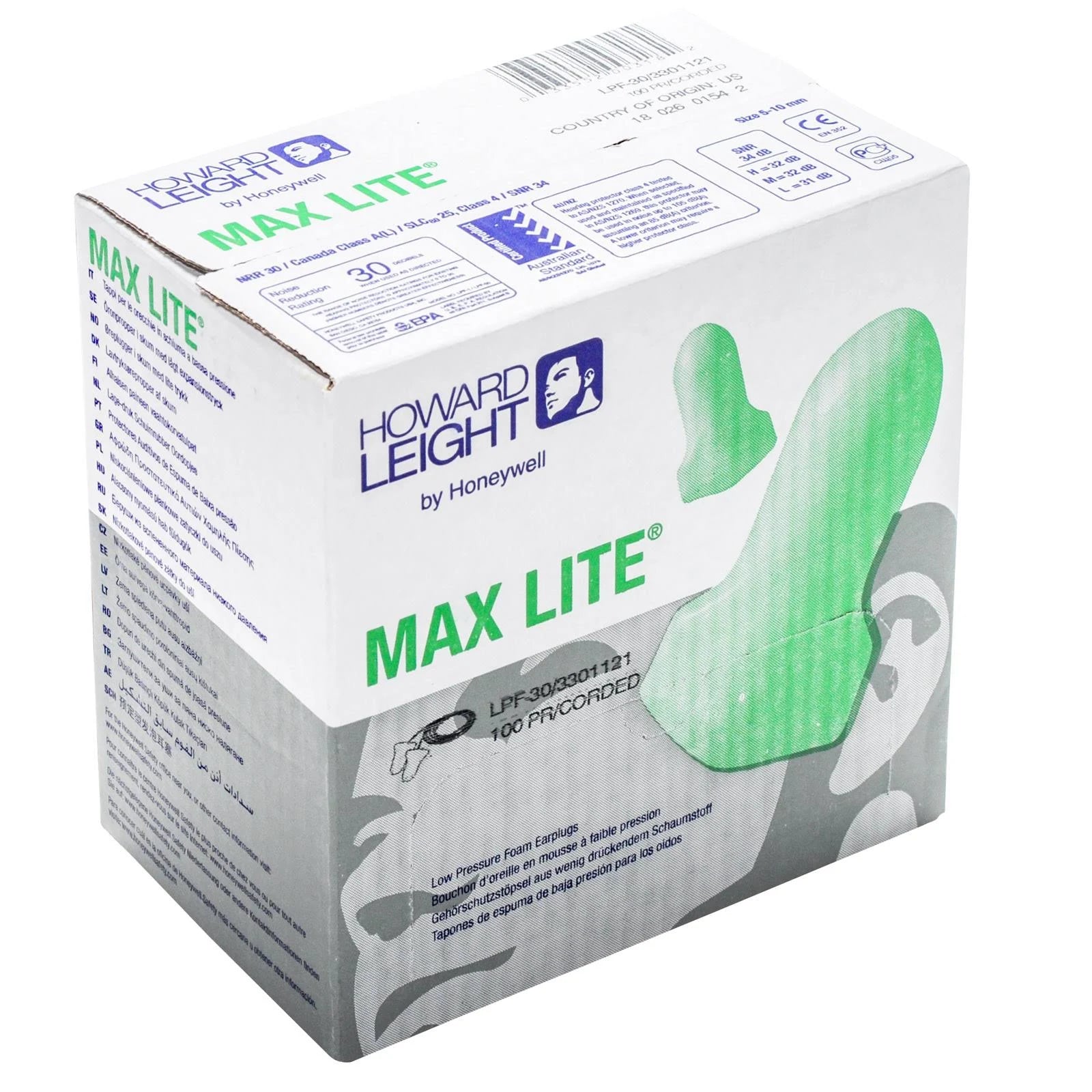 Howard Leight Maximum Lite Corded Foam Earplugs - 100 Pairs Noise Reduction Ear Protection for Sleeping, Work, Travel & Concerts | NRR 33dB Comfortable Hearing Safety